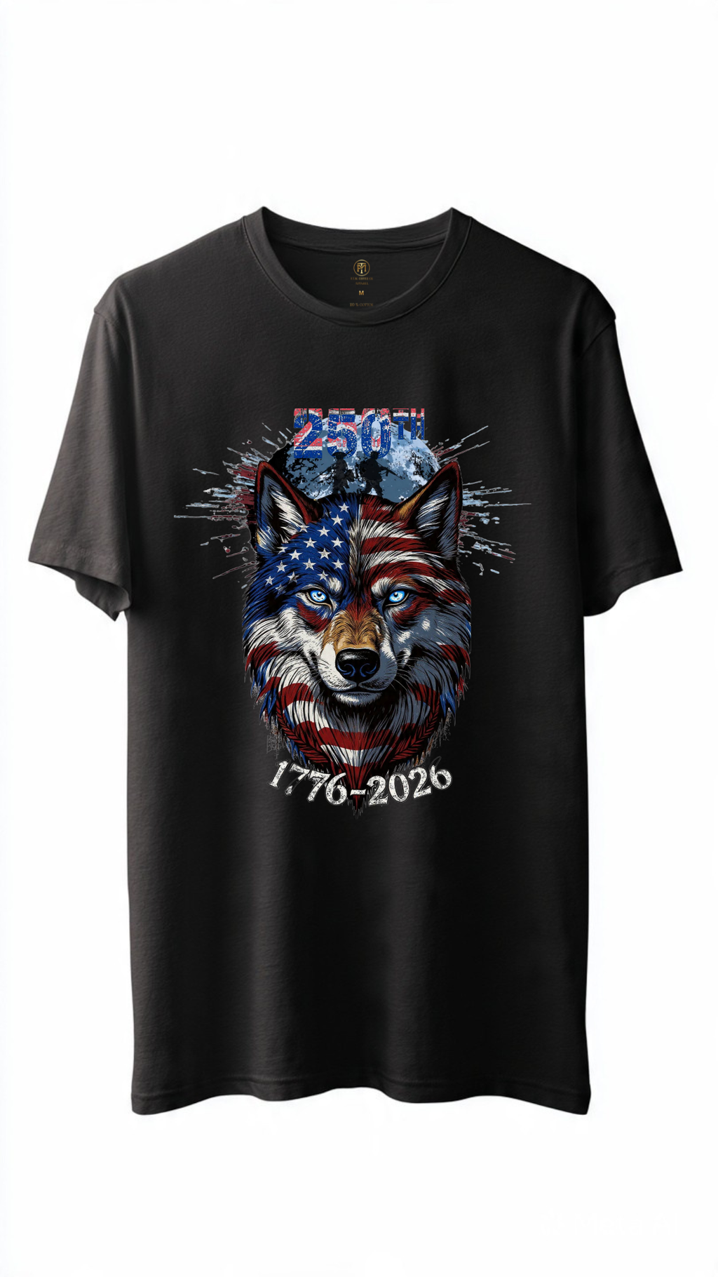 250th Anniversary American Flag Wolf T-Shirt 1776-2026 | Semiquincentennial Patriotic USA Flag Wolf Tee | Men’s Women’s America 250 Shirt