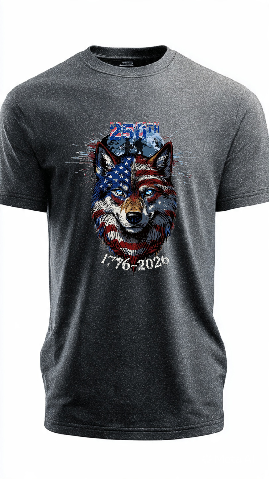 250th Anniversary American Flag Wolf T-Shirt 1776-2026 | Semiquincentennial Patriotic USA Flag Wolf Tee | Men’s Women’s America 250 Shirt
