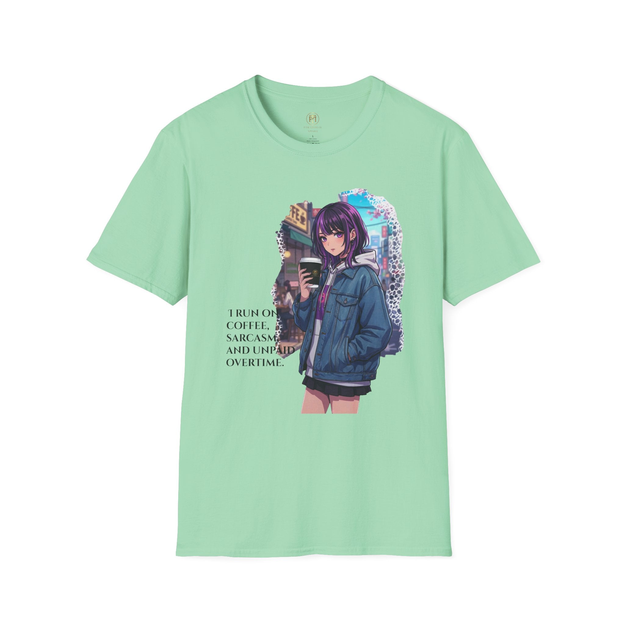 Anime Girl with Coffee T-Shirt | Urban City Aesthetic