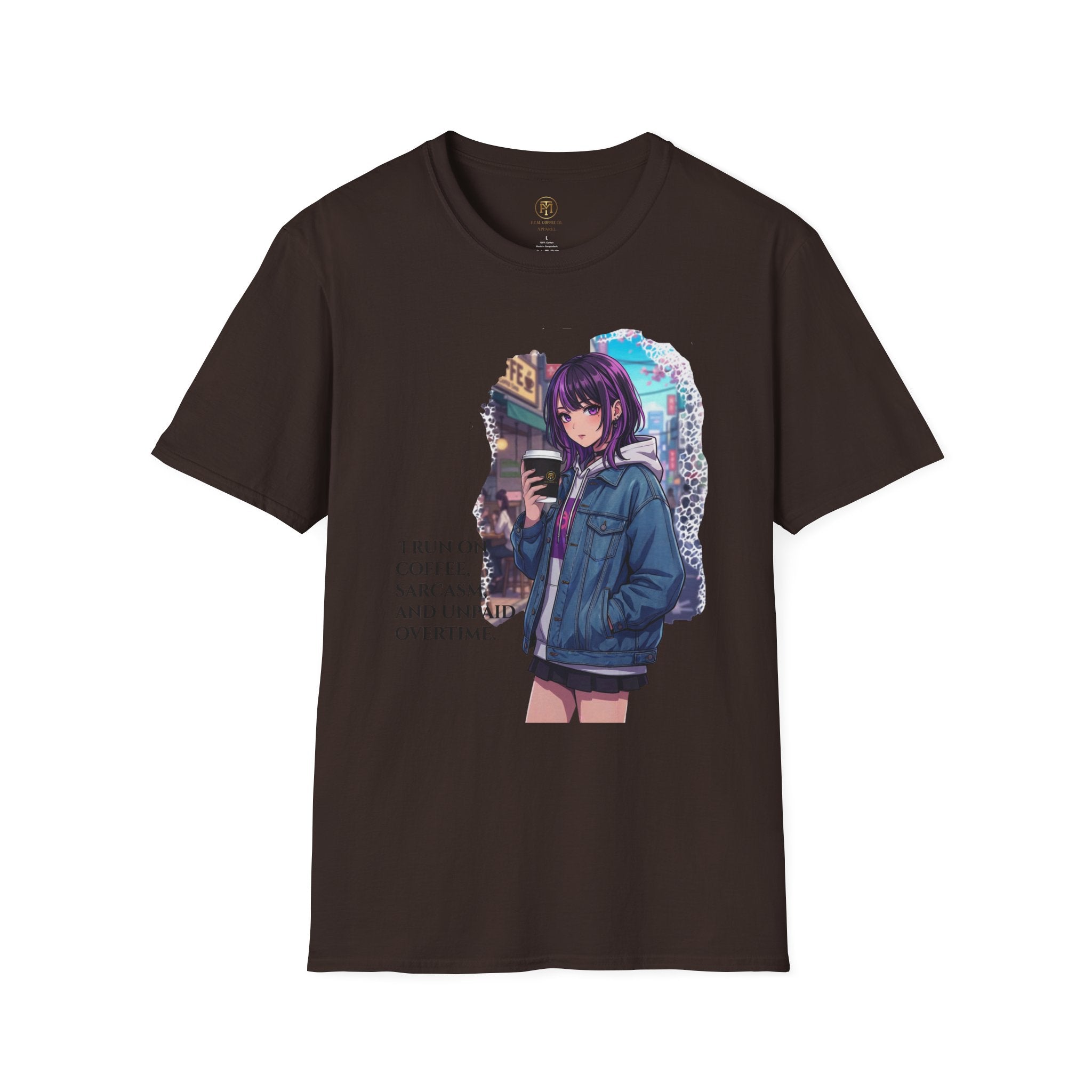 Anime Girl with Coffee T-Shirt | Urban City Aesthetic