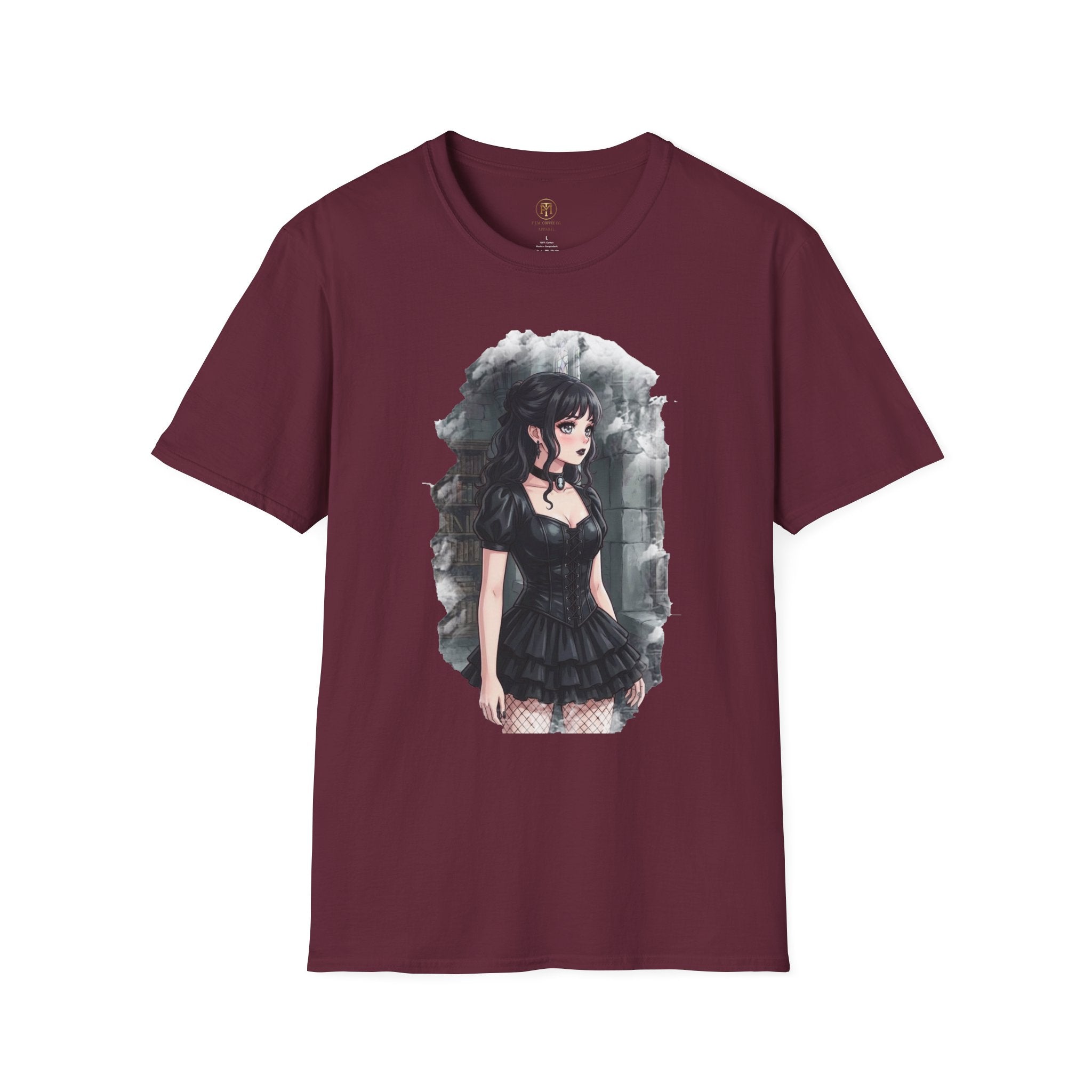 Gothic Anime Girl T-Shirt | Dark Victorian Illustration