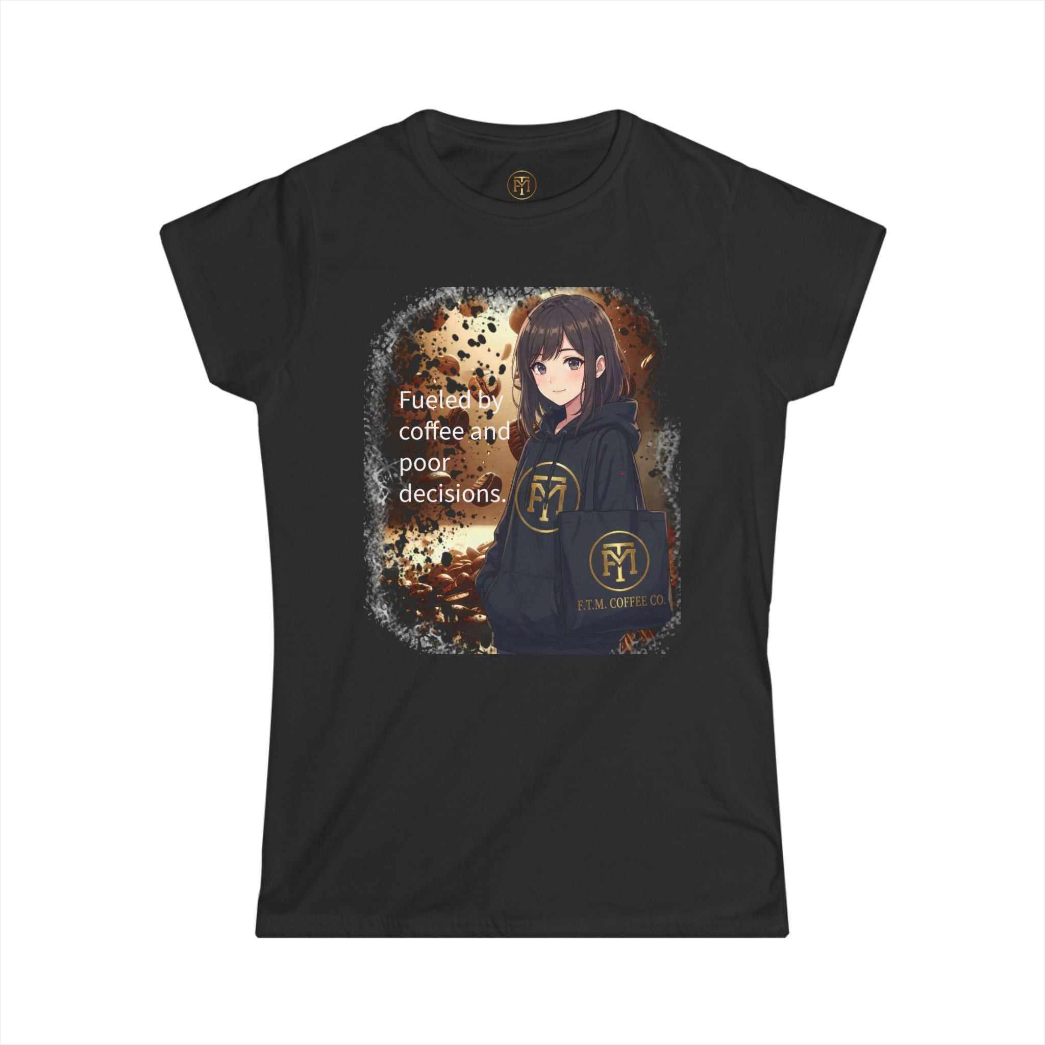 Anime Girl Coffee Vibes Tee | Fueled by Coffee and Poor Decisions