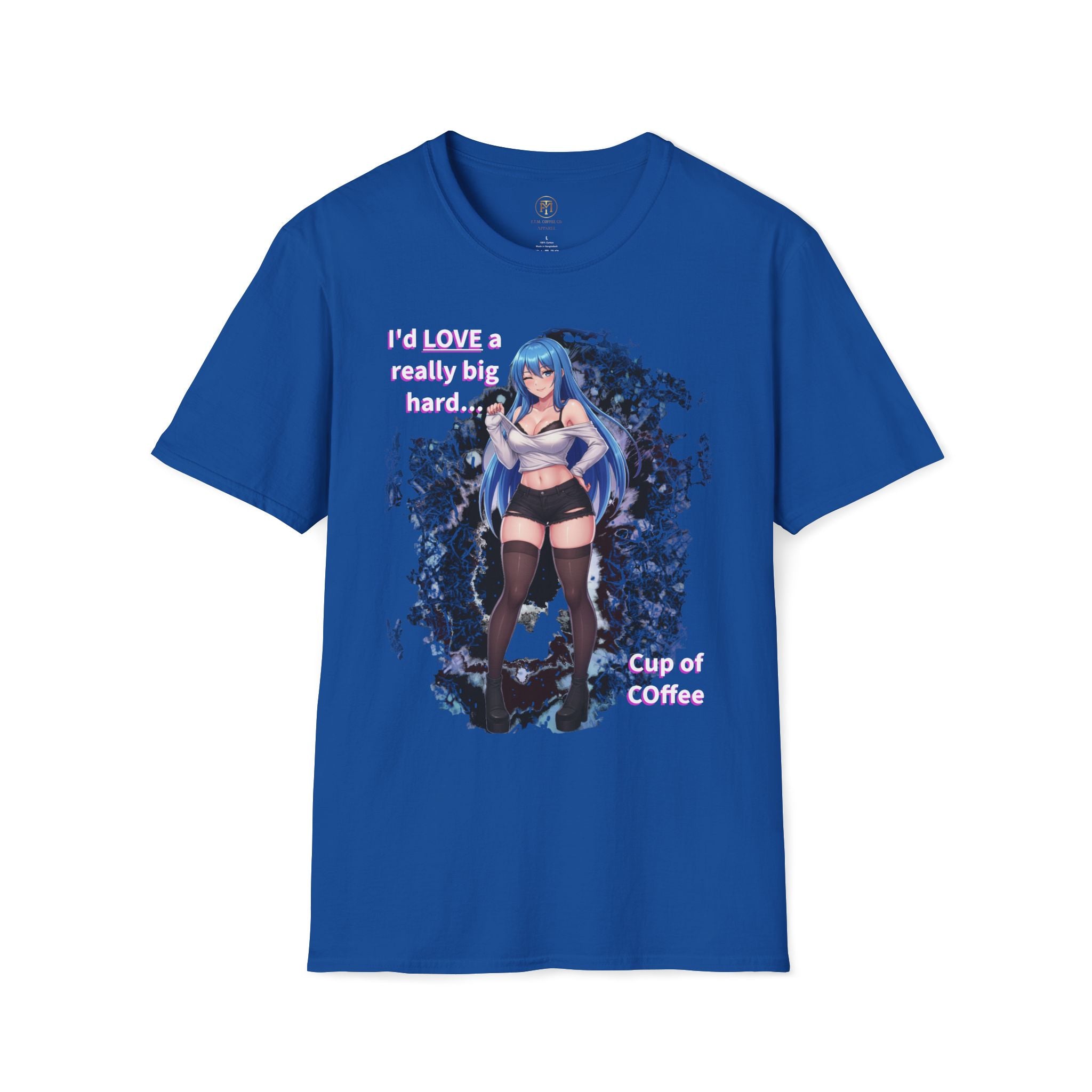 Blue-Haired Anime Girl Graphic T-Shirt | Sexy Anime Character Tee