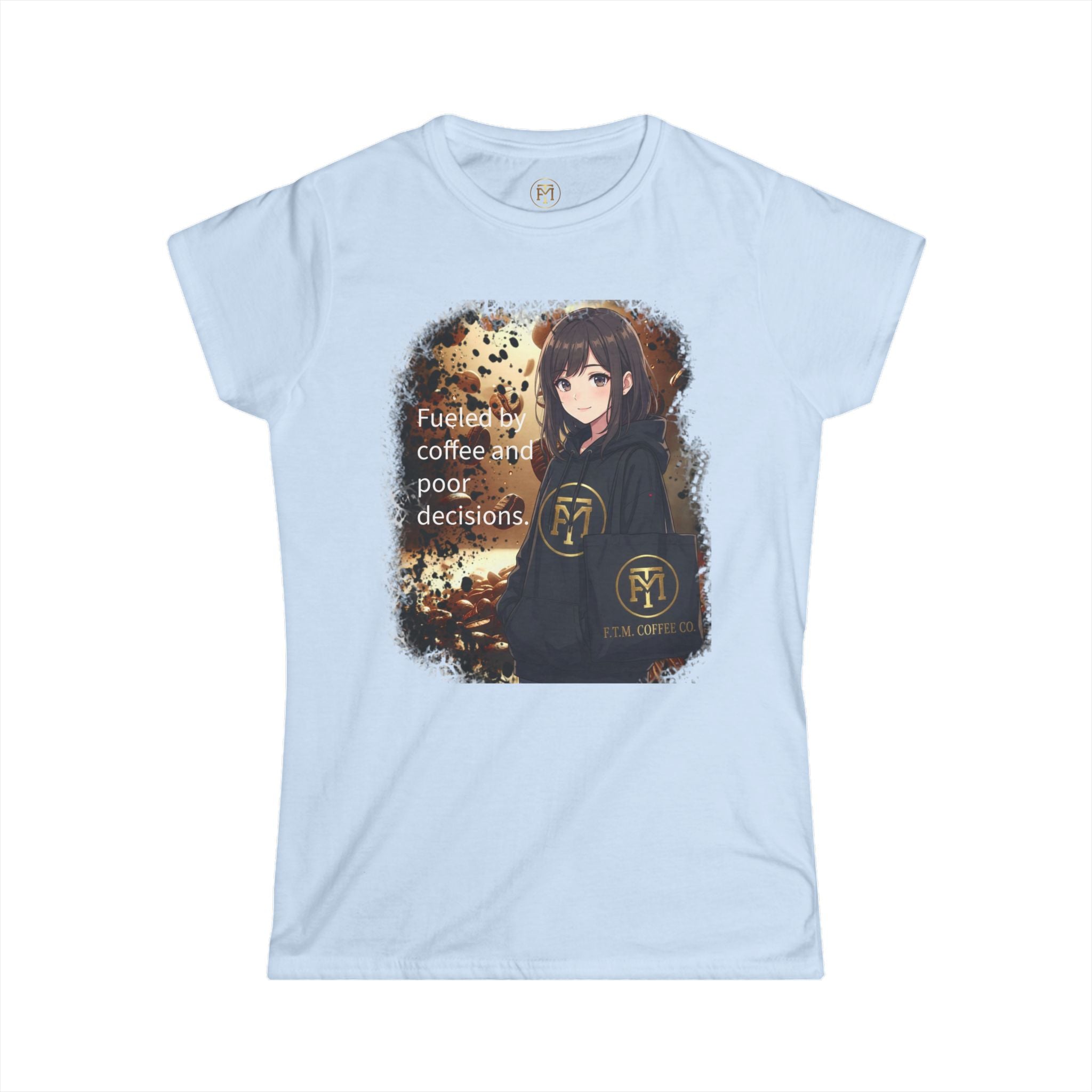 Anime Girl Coffee Vibes Tee | Fueled by Coffee and Poor Decisions