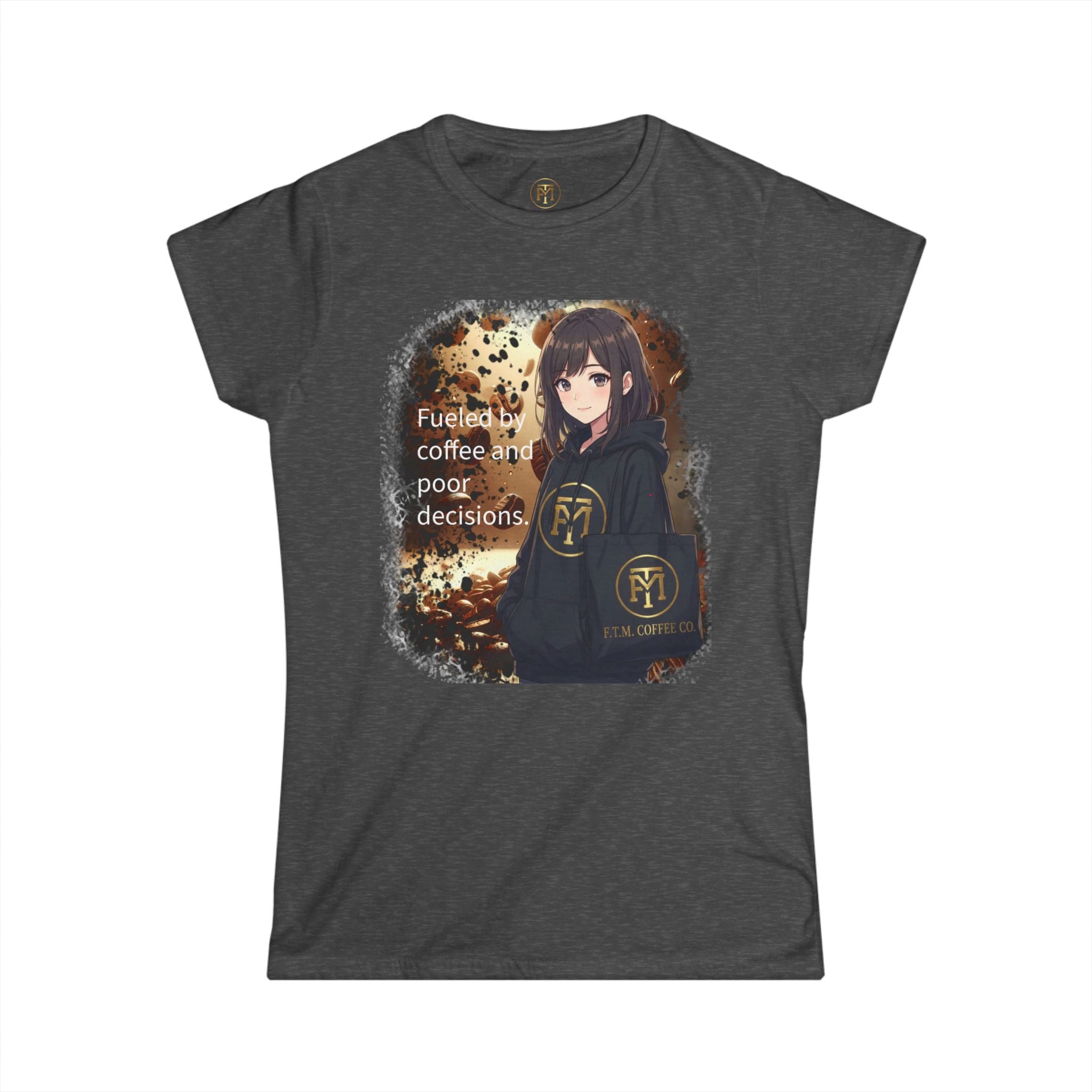 Anime Girl Coffee Vibes Tee | Fueled by Coffee and Poor Decisions