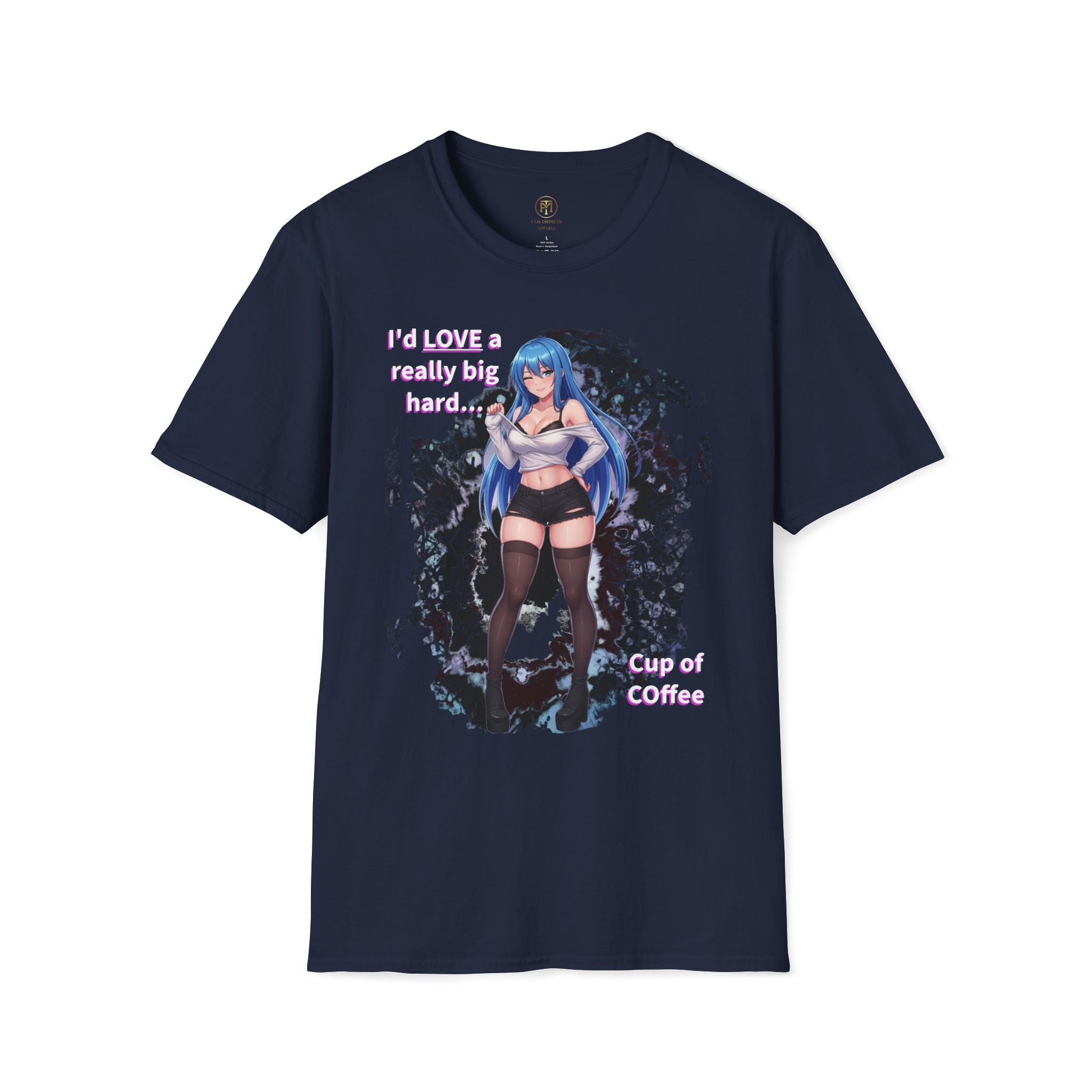 Blue-Haired Anime Girl Graphic T-Shirt | Sexy Anime Character Tee