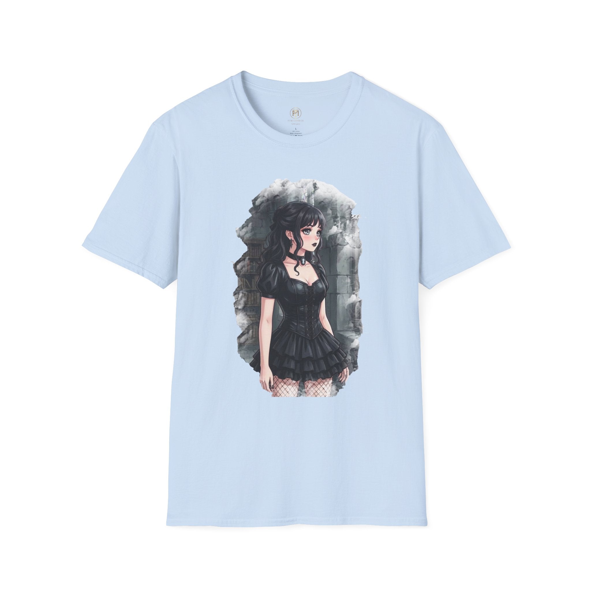 Gothic Anime Girl T-Shirt | Dark Victorian Illustration
