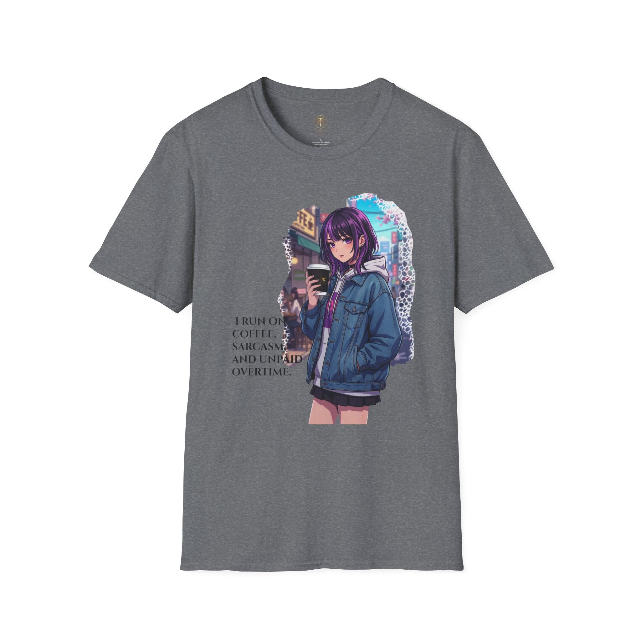 Anime Girl with Coffee T-Shirt | Urban City Aesthetic