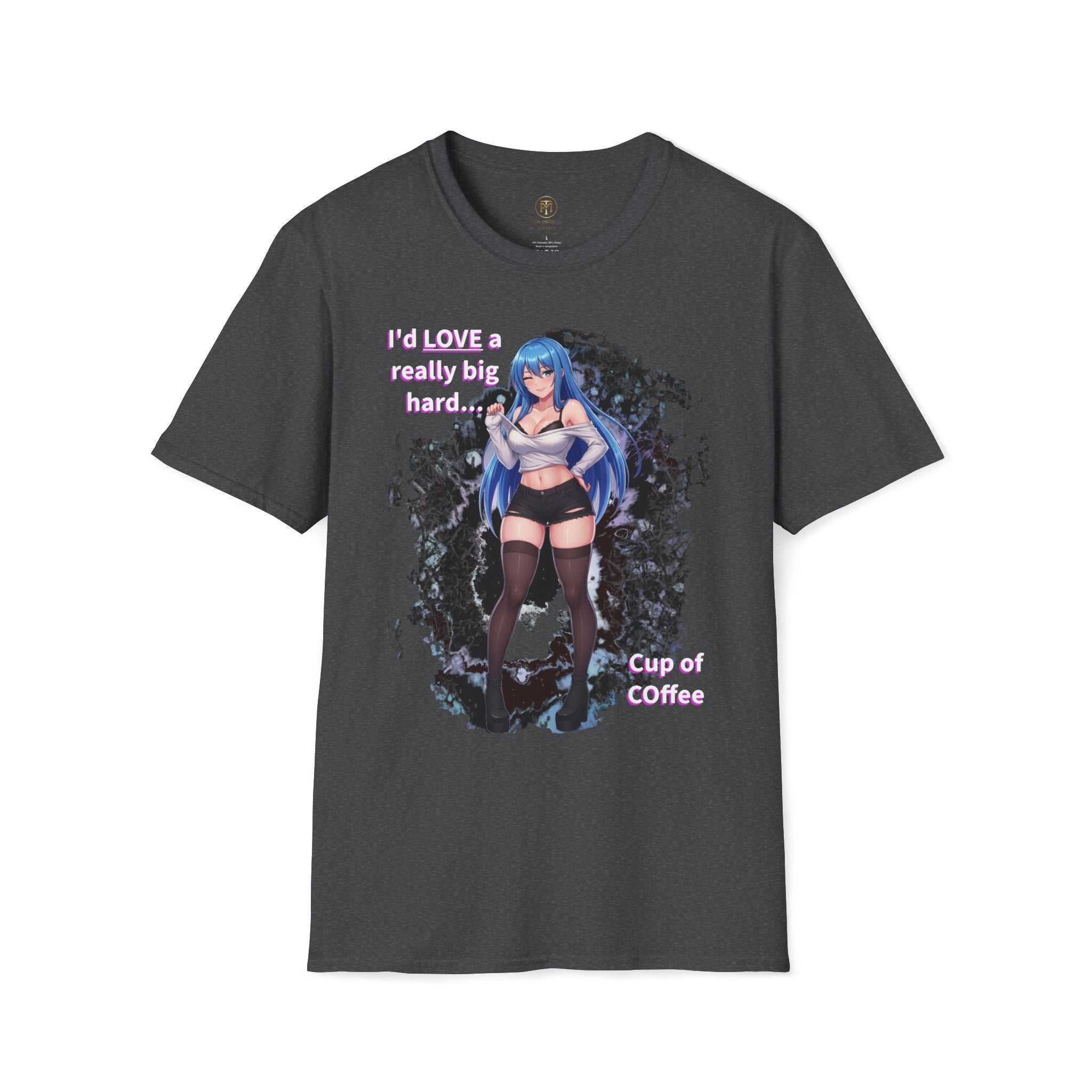 Blue-Haired Anime Girl Graphic T-Shirt | Sexy Anime Character Tee