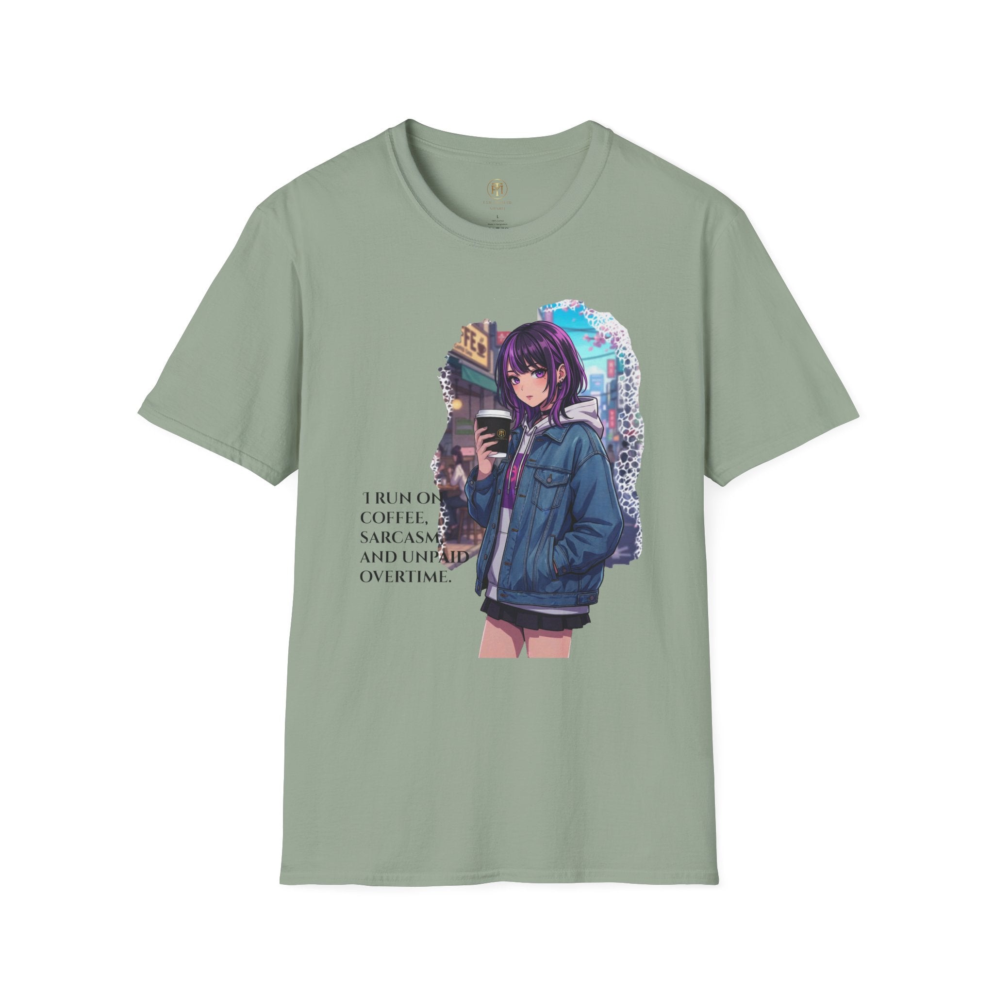 Anime Girl with Coffee T-Shirt | Urban City Aesthetic