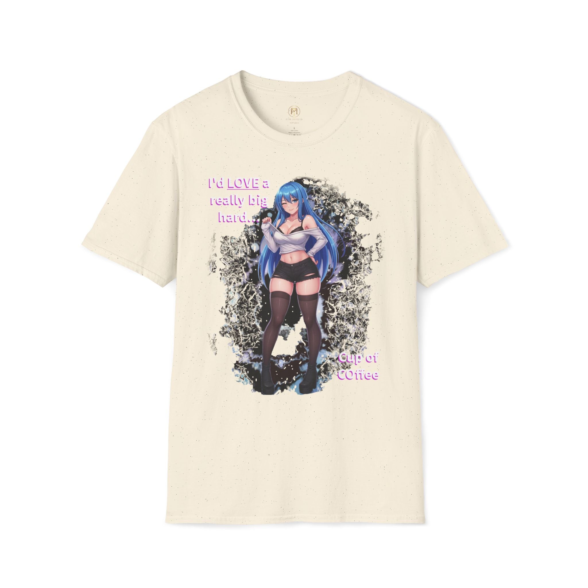 Blue-Haired Anime Girl Graphic T-Shirt | Sexy Anime Character Tee