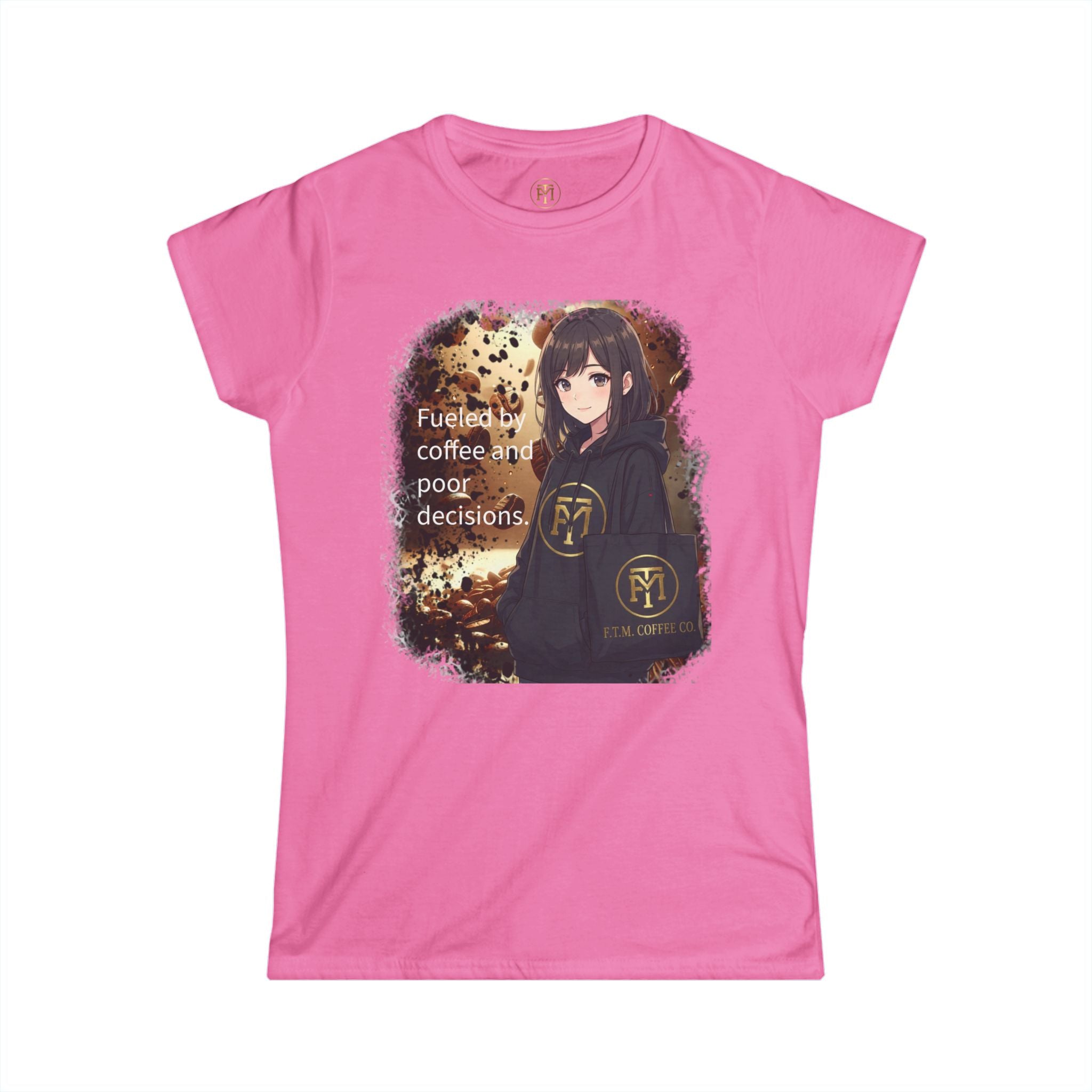 Anime Girl Coffee Vibes Tee | Fueled by Coffee and Poor Decisions