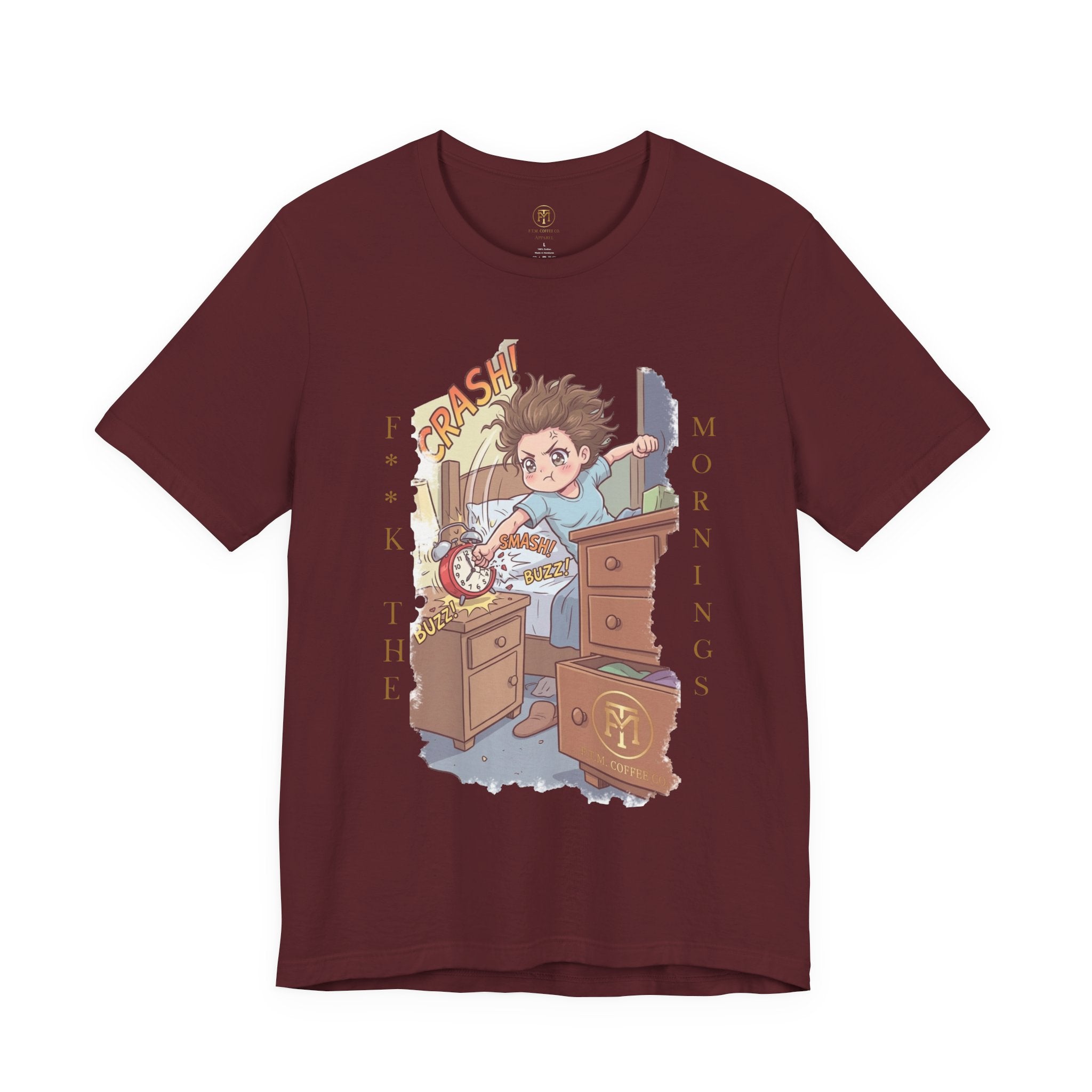 T-Shirt | F**K the Mornings — Cute Alarm Clock Panic Illustration Tee