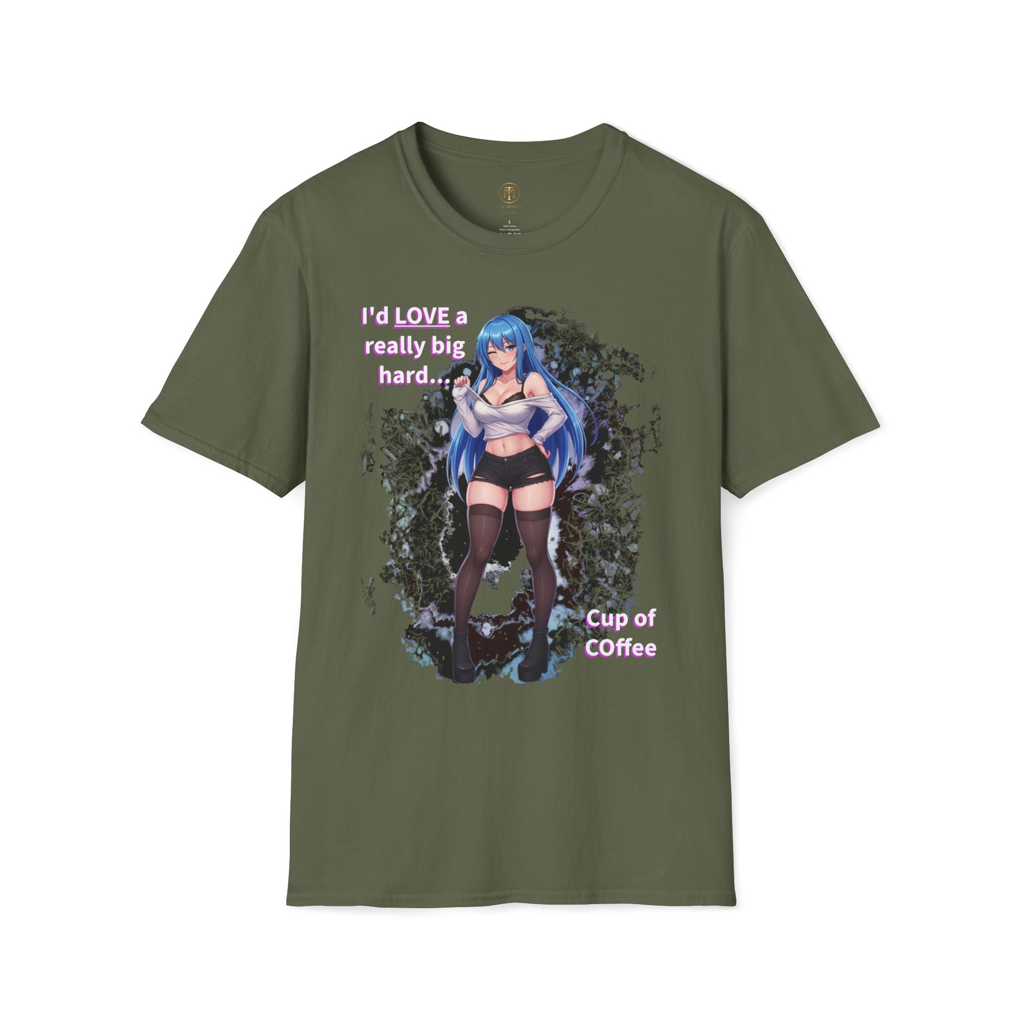 Blue-Haired Anime Girl Graphic T-Shirt | Sexy Anime Character Tee