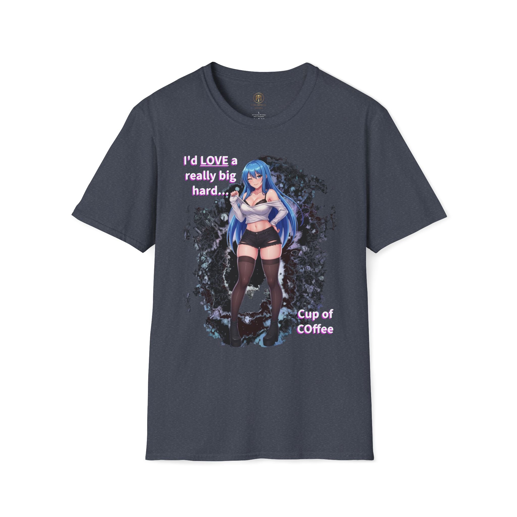 Blue-Haired Anime Girl Graphic T-Shirt | Sexy Anime Character Tee