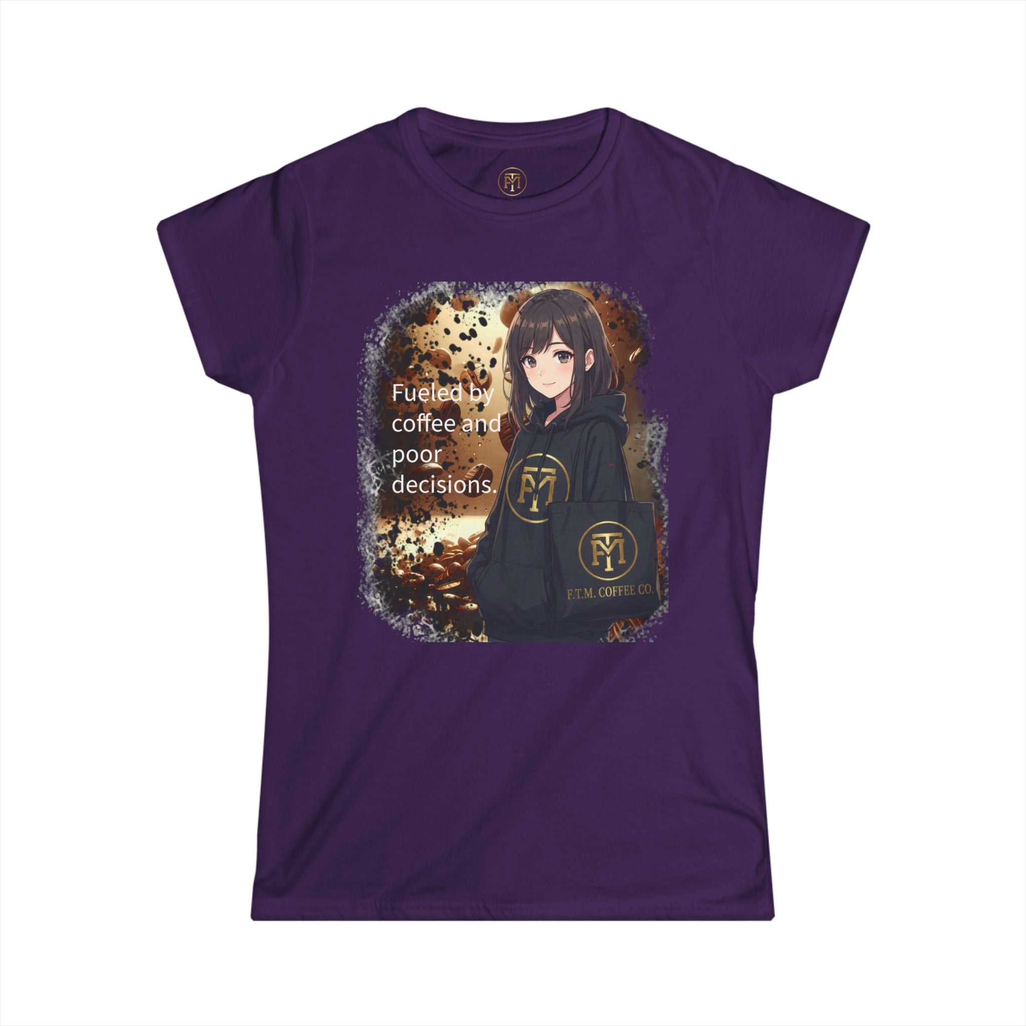 Anime Girl Coffee Vibes Tee | Fueled by Coffee and Poor Decisions