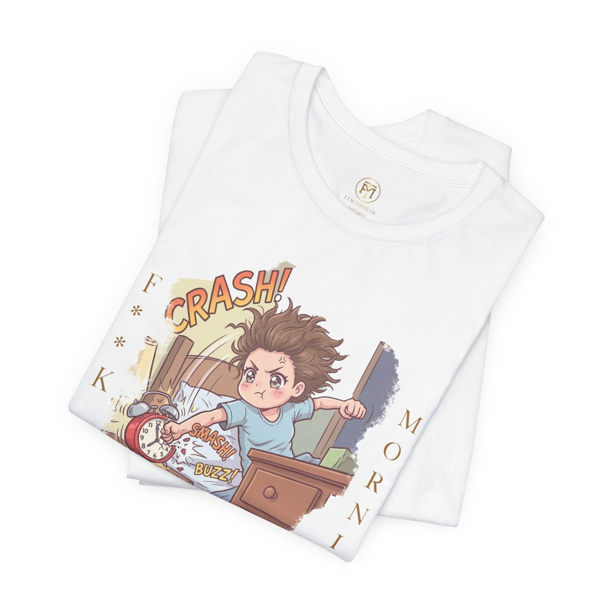 T-Shirt | F**K the Mornings — Cute Alarm Clock Panic Illustration Tee
