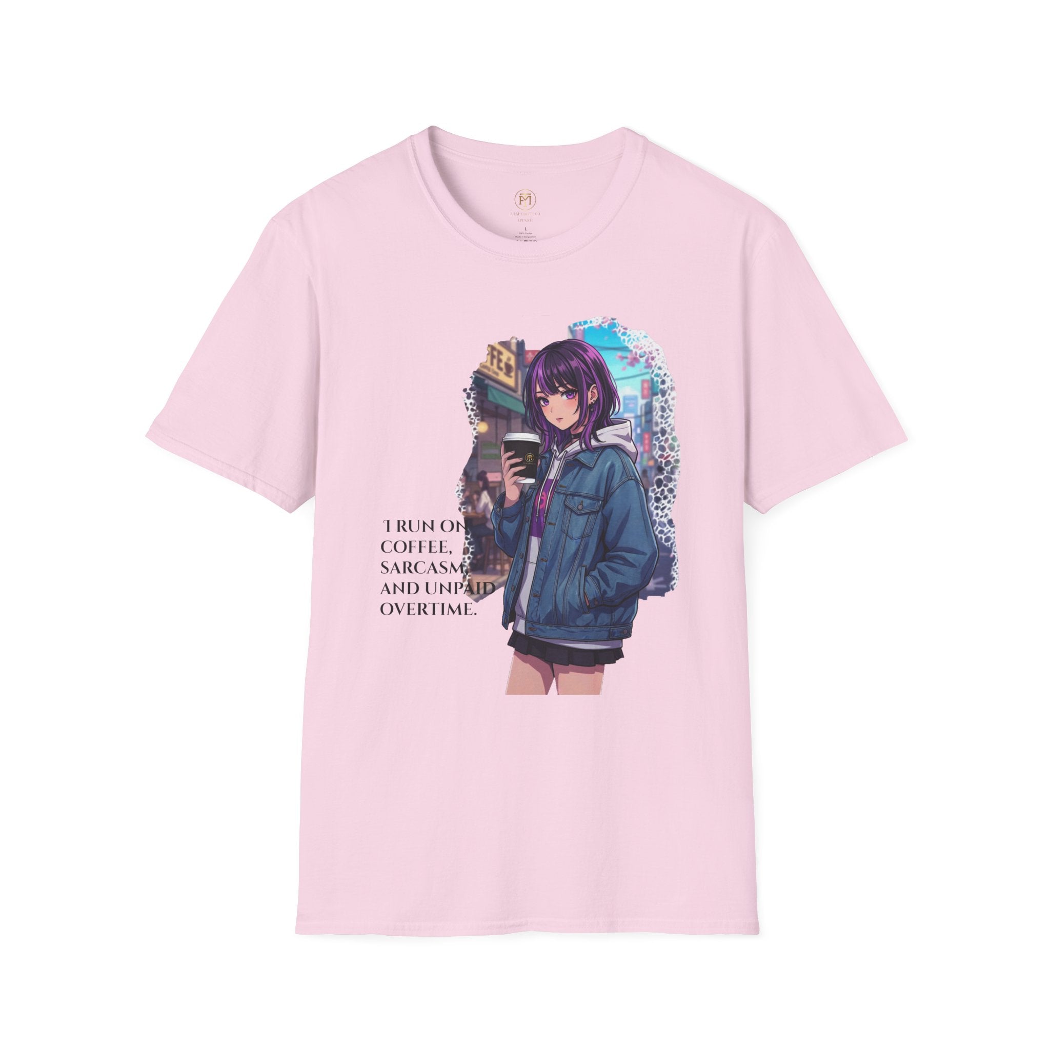 Anime Girl with Coffee T-Shirt | Urban City Aesthetic