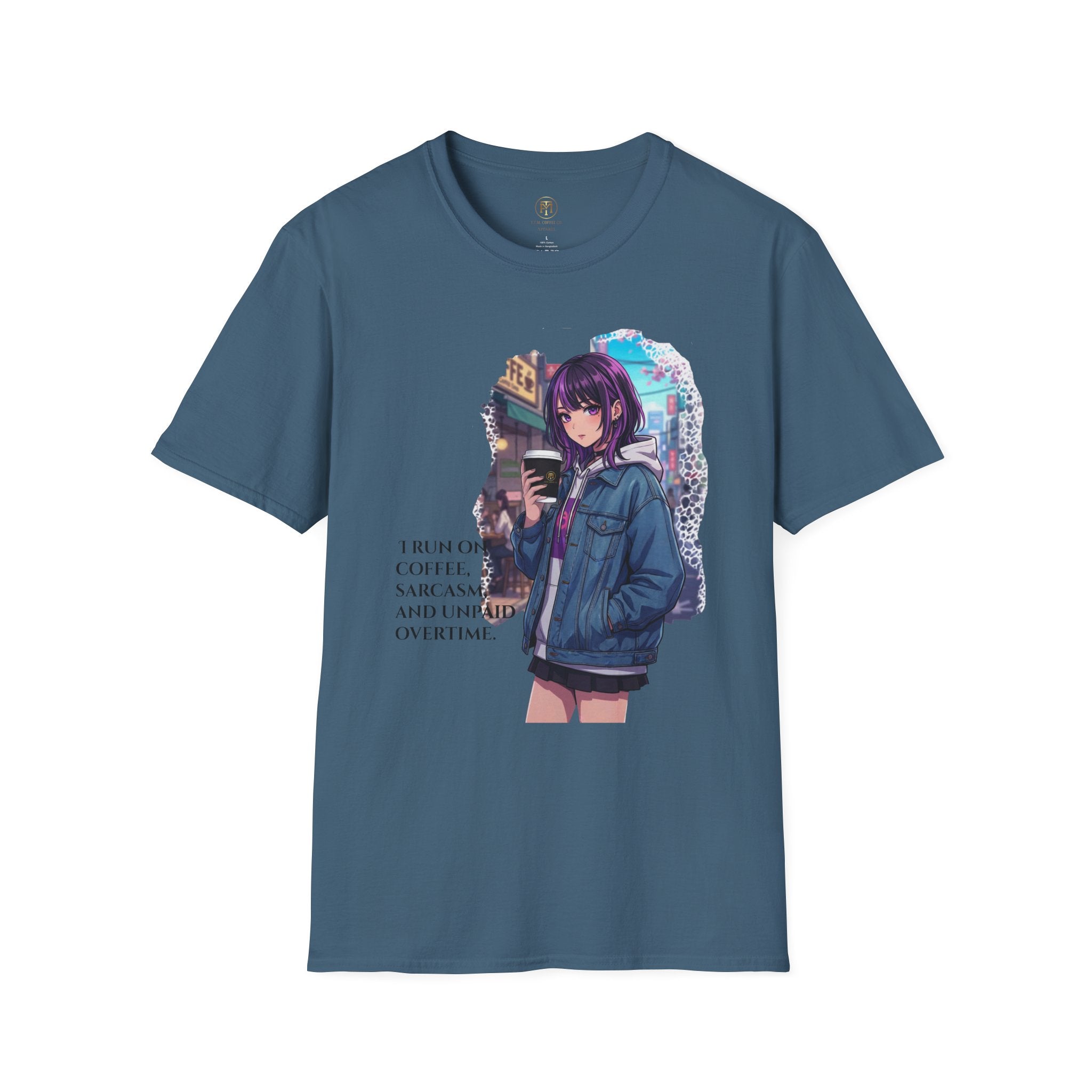 Anime Girl with Coffee T-Shirt | Urban City Aesthetic