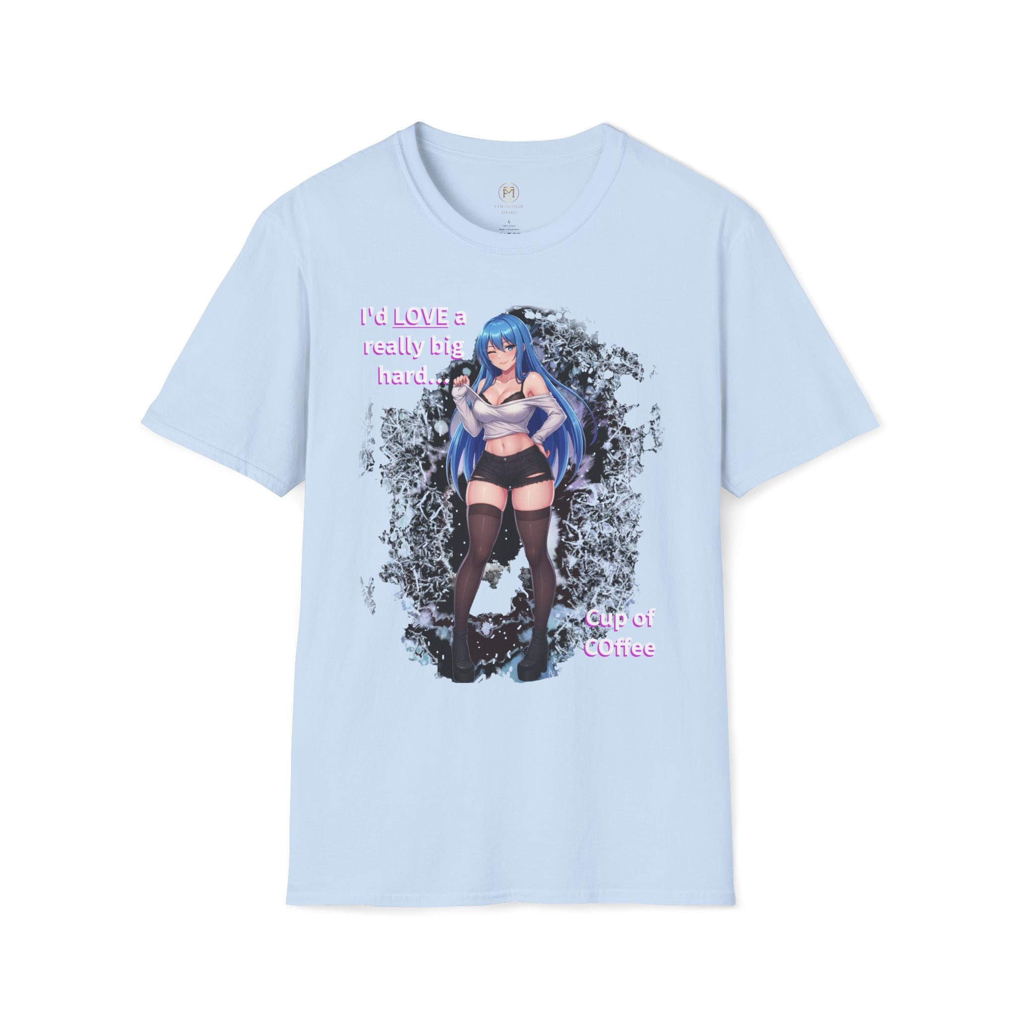 Blue-Haired Anime Girl Graphic T-Shirt | Sexy Anime Character Tee