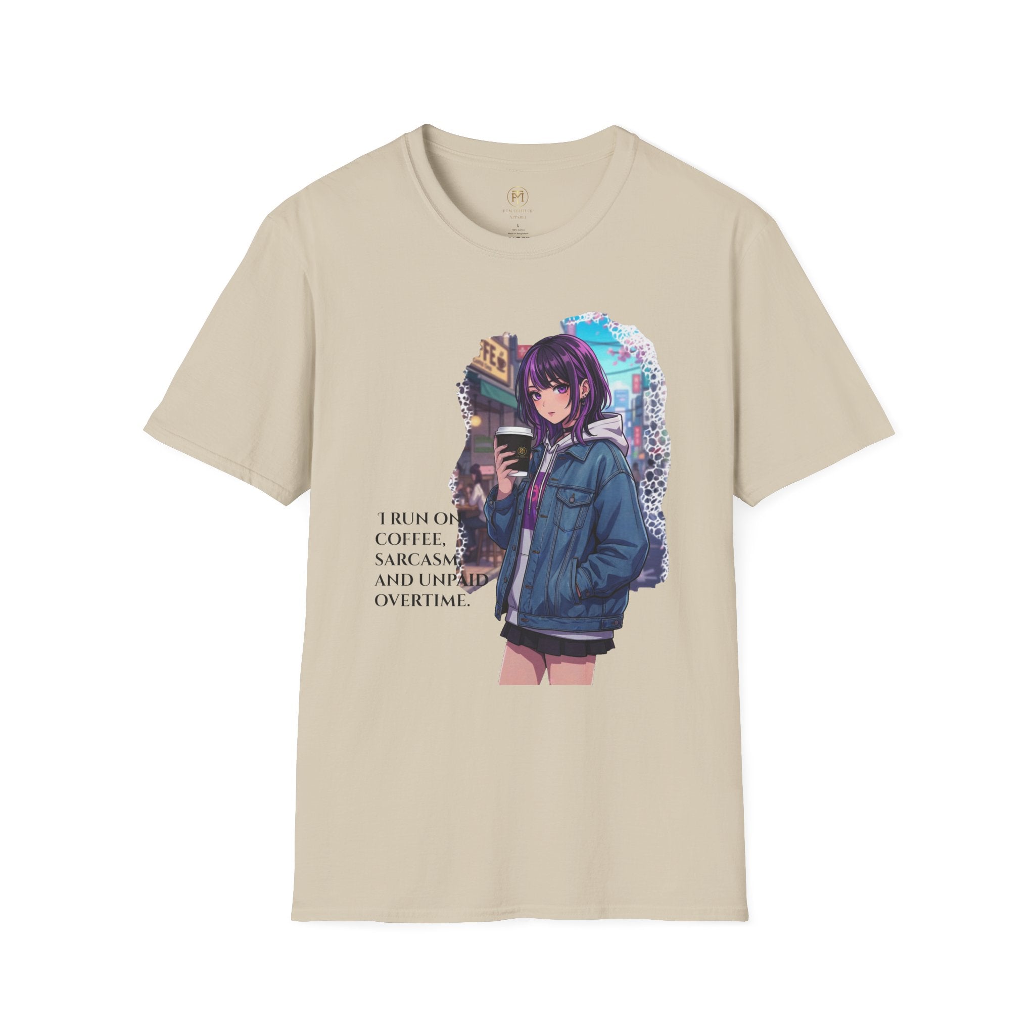 Anime Girl with Coffee T-Shirt | Urban City Aesthetic