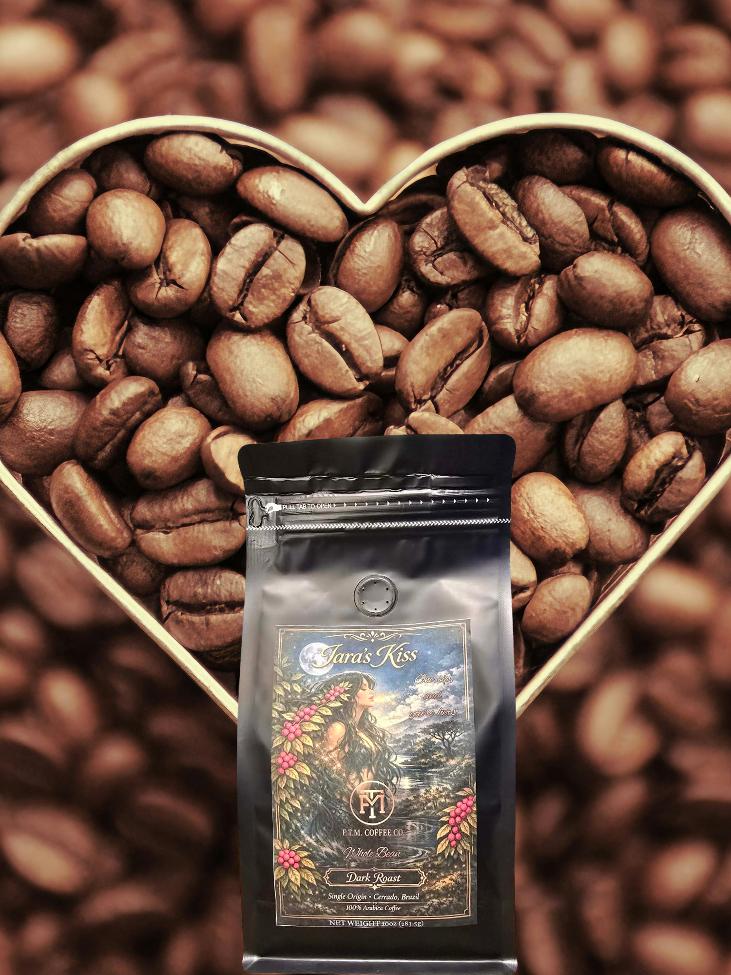 Iara's Kiss 100% Brazilian Premium Medium-Dark Roast Whole Bean Coffee