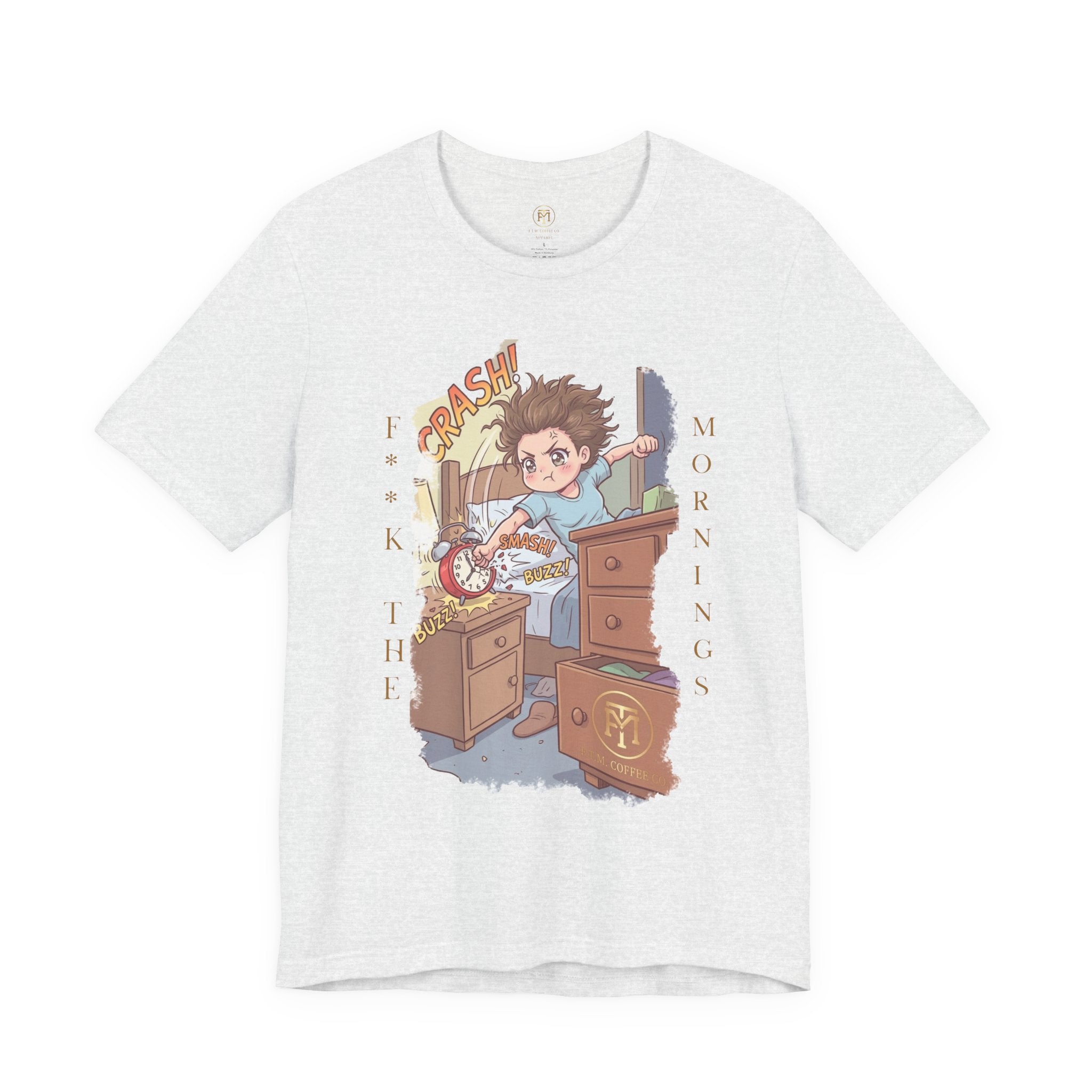 T-Shirt | F**K the Mornings — Cute Alarm Clock Panic Illustration Tee
