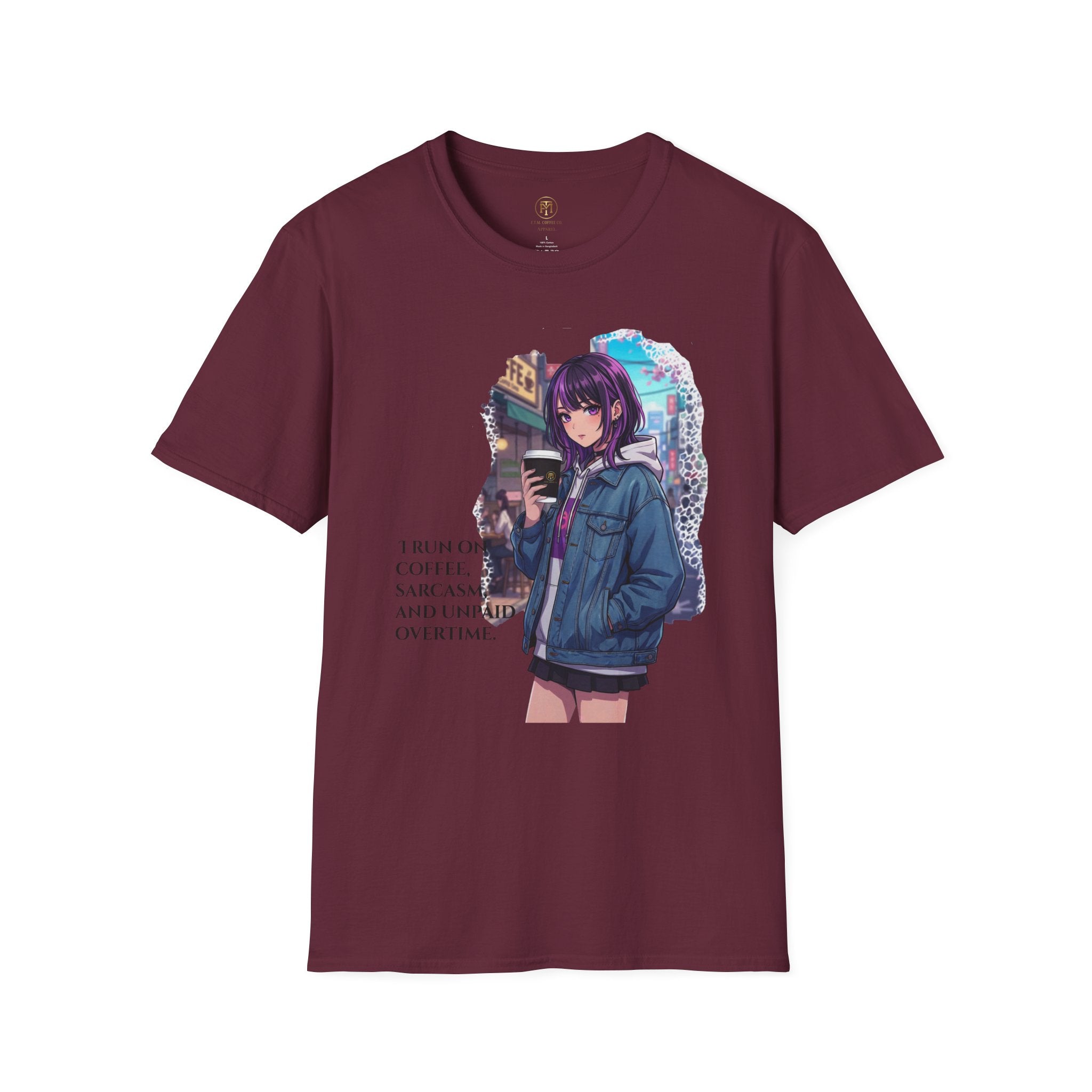 Anime Girl with Coffee T-Shirt | Urban City Aesthetic