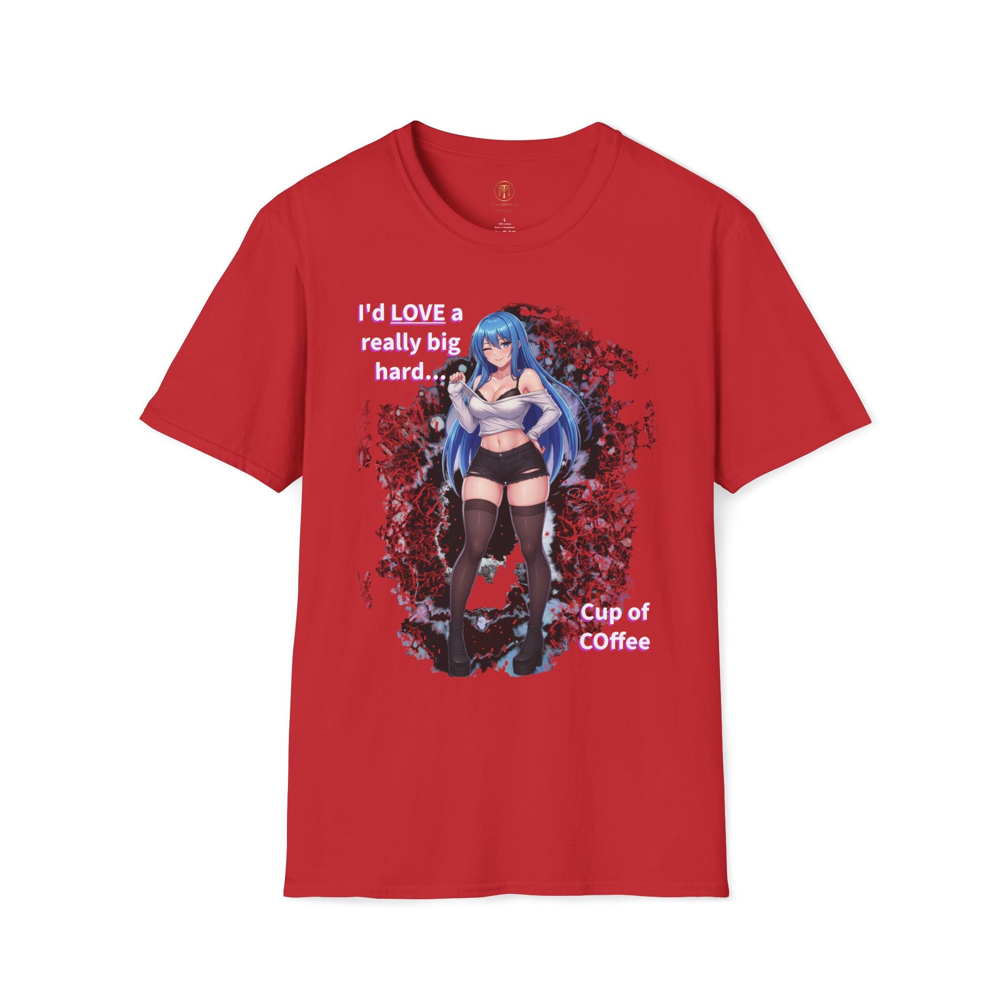 Blue-Haired Anime Girl Graphic T-Shirt | Sexy Anime Character Tee