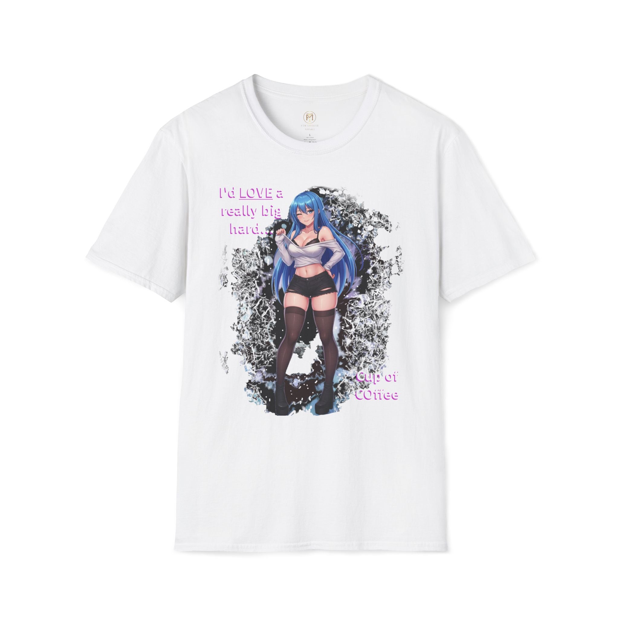 Blue-Haired Anime Girl Graphic T-Shirt | Sexy Anime Character Tee