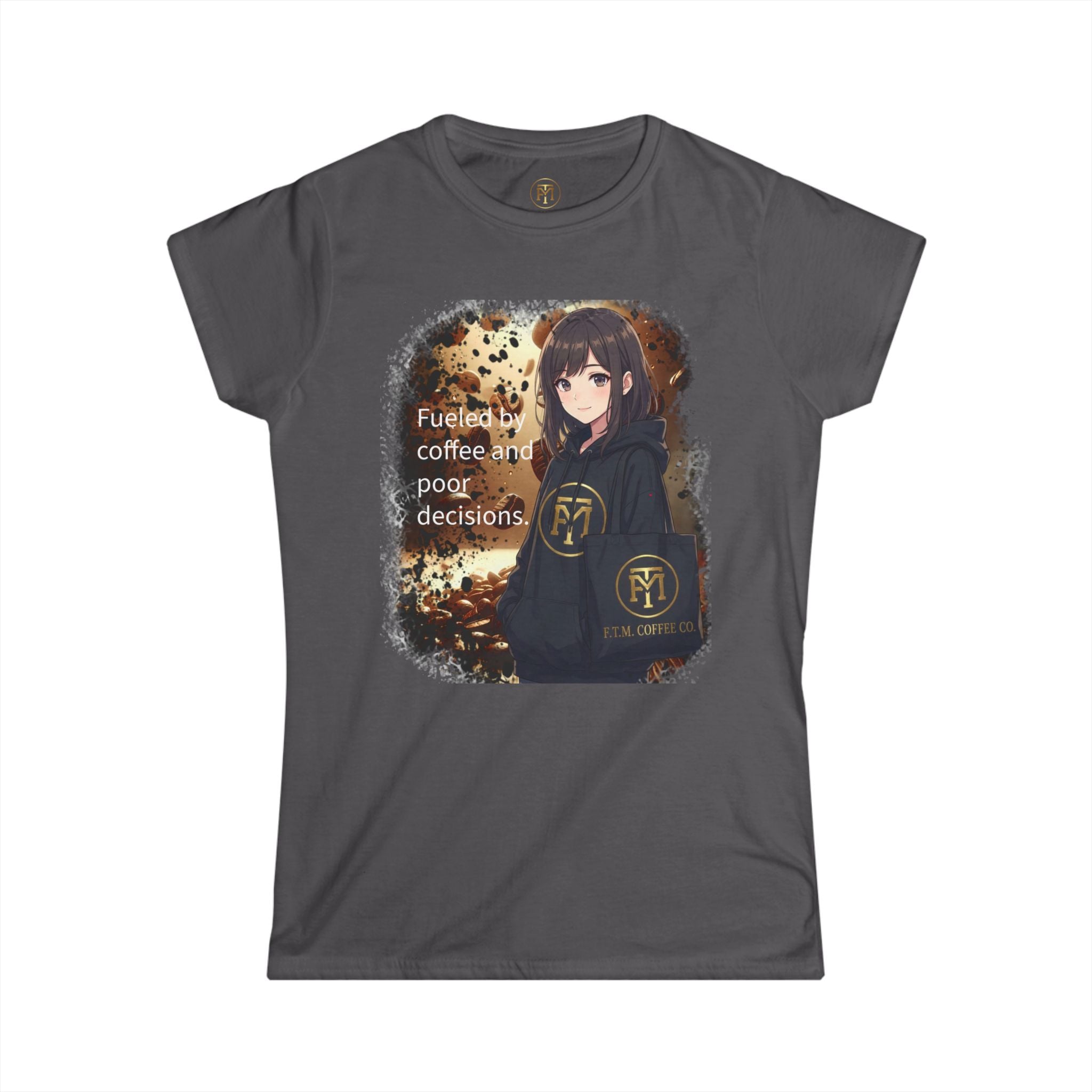 Anime Girl Coffee Vibes Tee | Fueled by Coffee and Poor Decisions