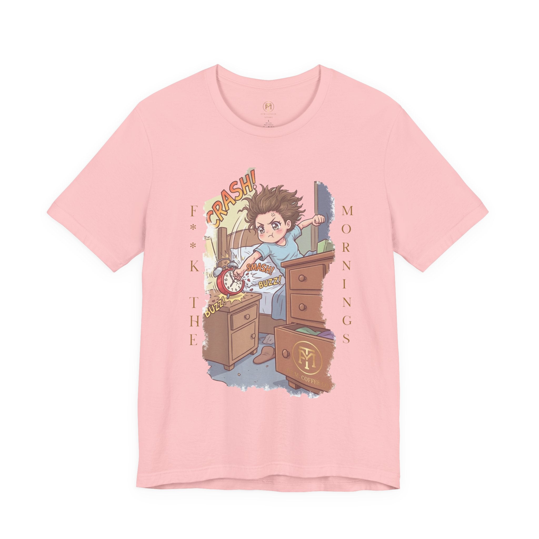 T-Shirt | F**K the Mornings — Cute Alarm Clock Panic Illustration Tee