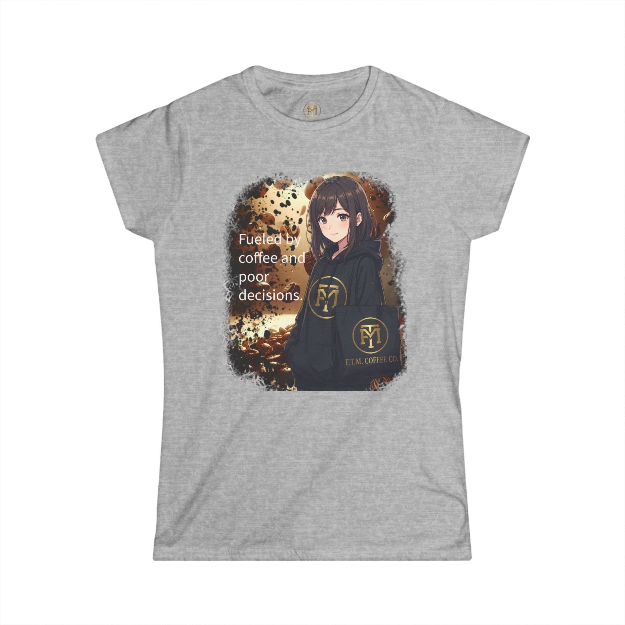 Anime Girl Coffee Vibes Tee | Fueled by Coffee and Poor Decisions