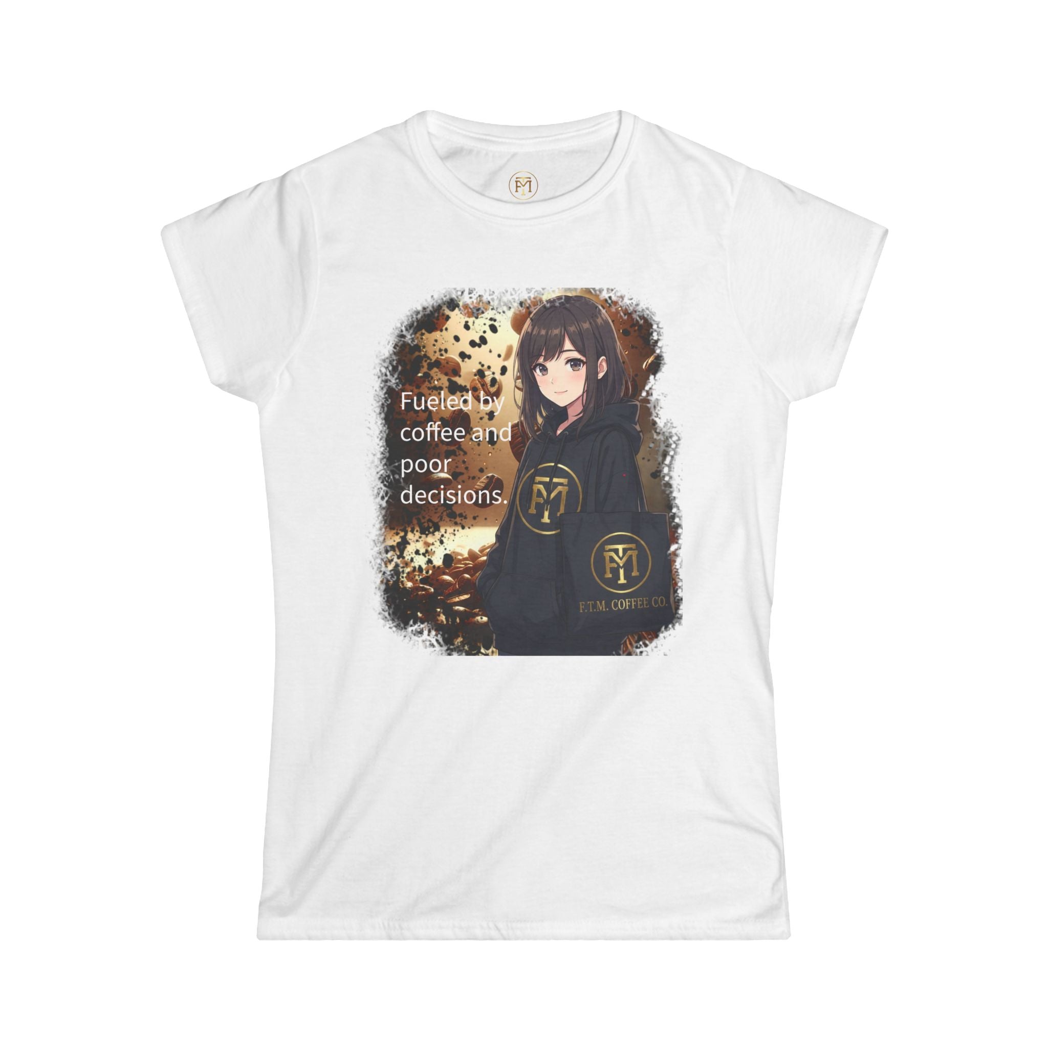 Anime Girl Coffee Vibes Tee | Fueled by Coffee and Poor Decisions