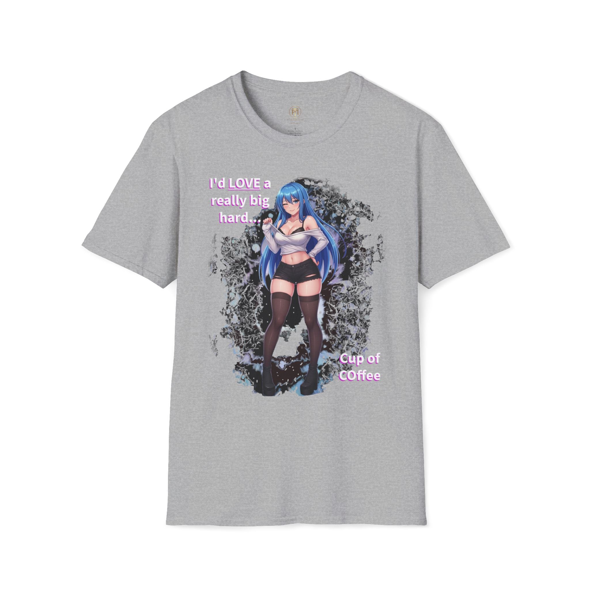 Blue-Haired Anime Girl Graphic T-Shirt | Sexy Anime Character Tee