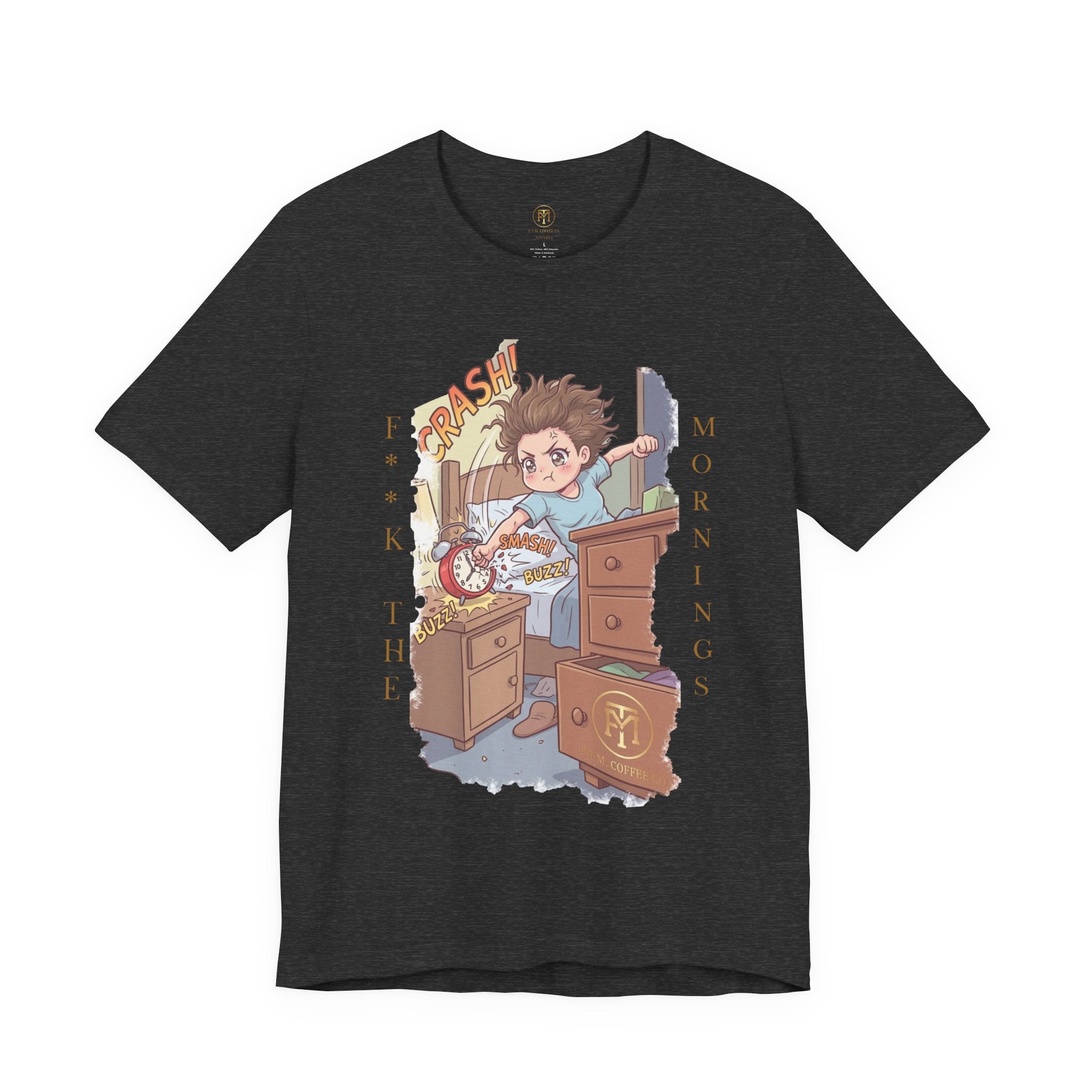 T-Shirt | F**K the Mornings — Cute Alarm Clock Panic Illustration Tee