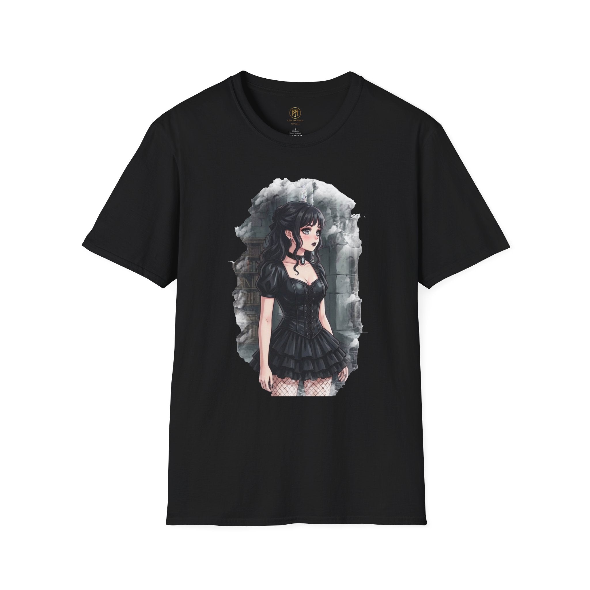 Gothic Anime Girl T-Shirt | Dark Victorian Illustration