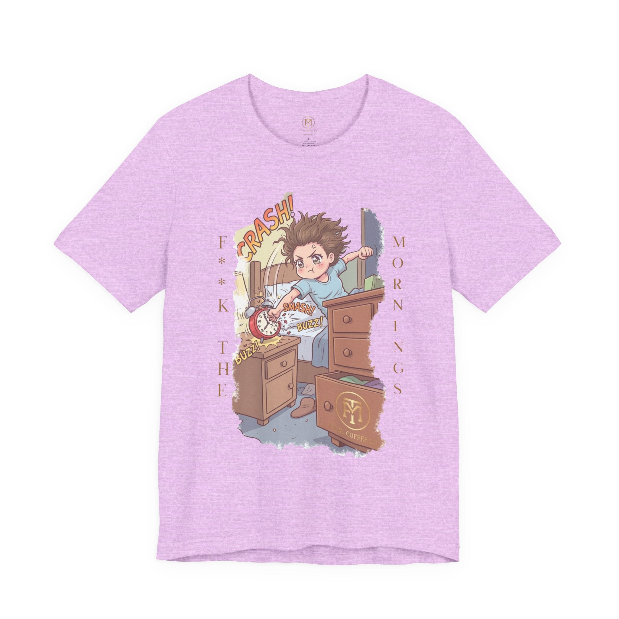 T-Shirt | F**K the Mornings — Cute Alarm Clock Panic Illustration Tee
