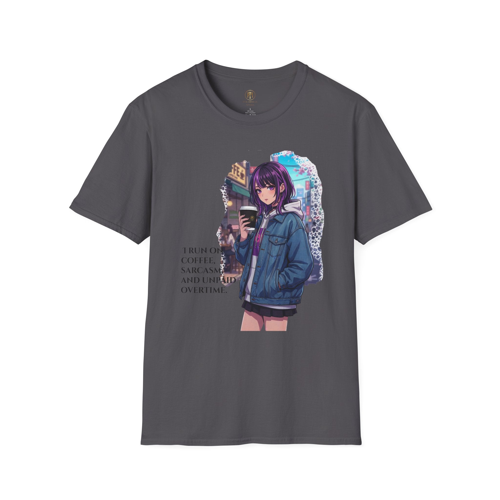 Anime Girl with Coffee T-Shirt | Urban City Aesthetic