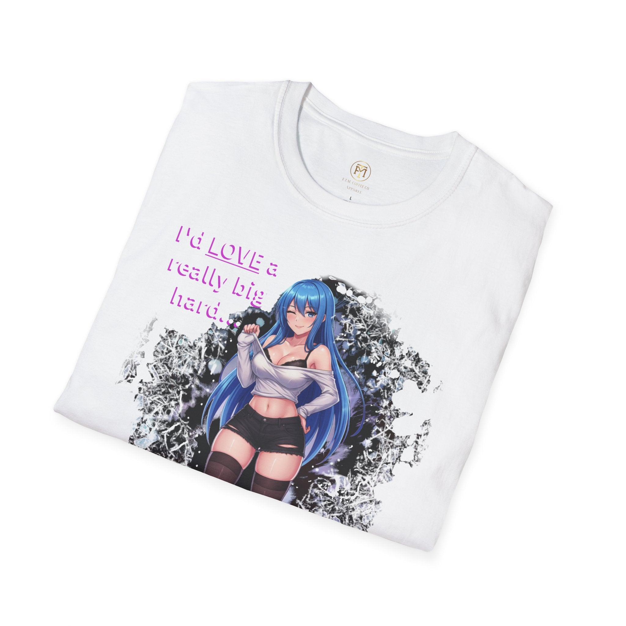 Blue-Haired Anime Girl Graphic T-Shirt | Sexy Anime Character Tee