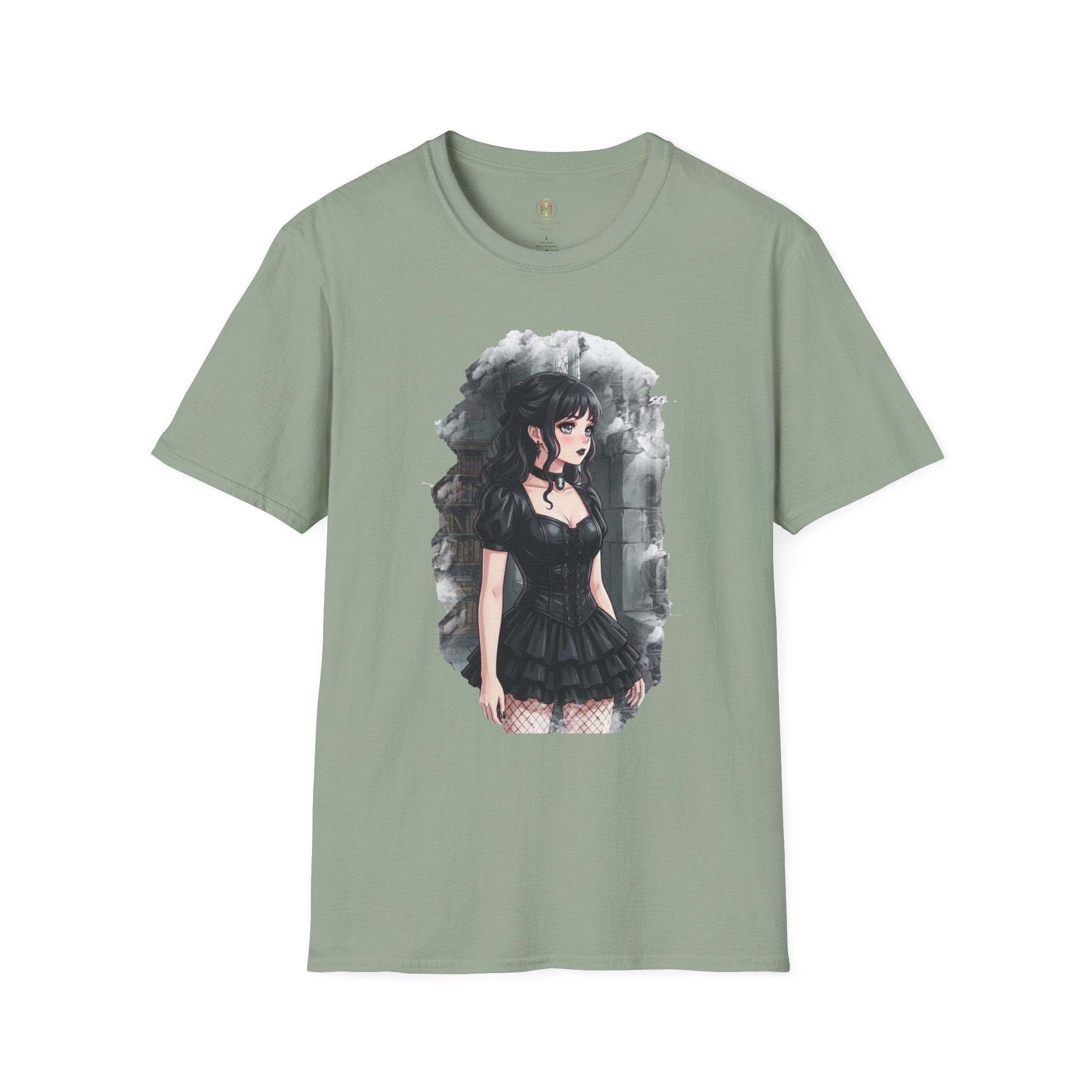 Gothic Anime Girl T-Shirt | Dark Victorian Illustration