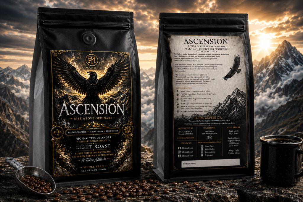 Ascension Whole Bean Light Roast High-Altitude Andes Blend. No Bitter. No Mercy.