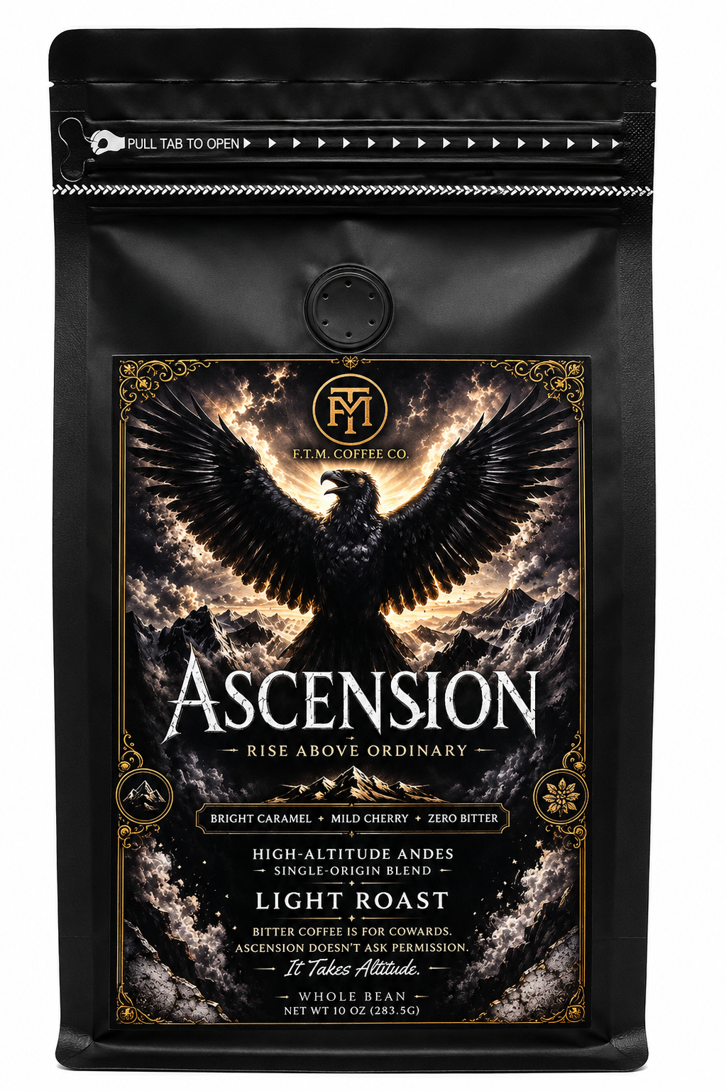Ascension Whole Bean Light Roast High-Altitude Andes Blend. No Bitter. No Mercy.