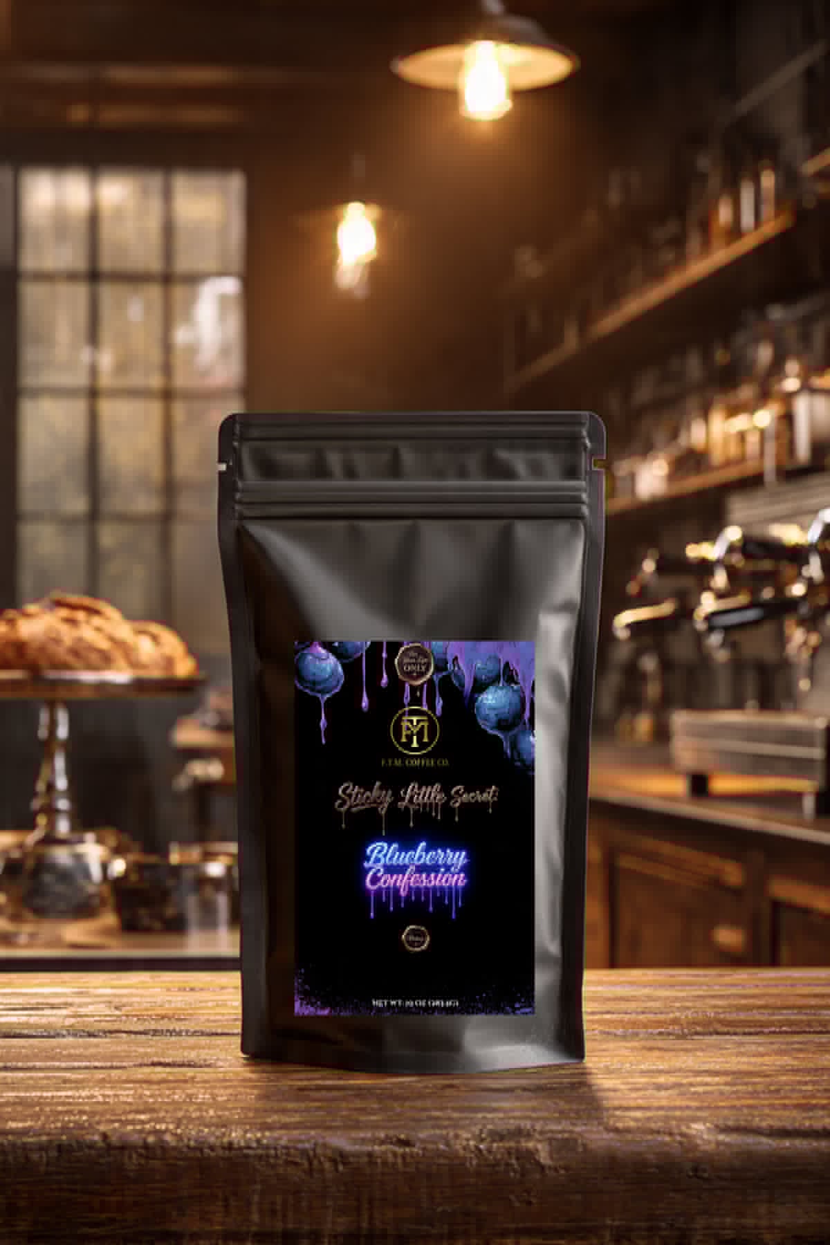 Sticky Little Secret: Blueberry Confession Whole Bean Medium Roast Blueberry Flavored Coffee