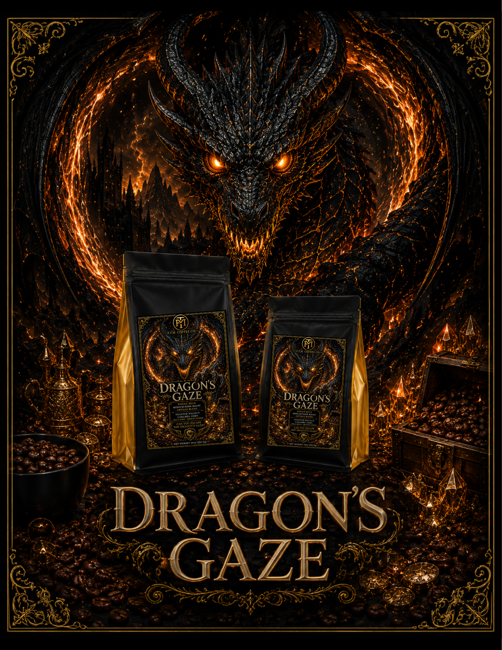 Dragon's Gaze: The Inescapable Allure blend Ground Medium Dark Roast