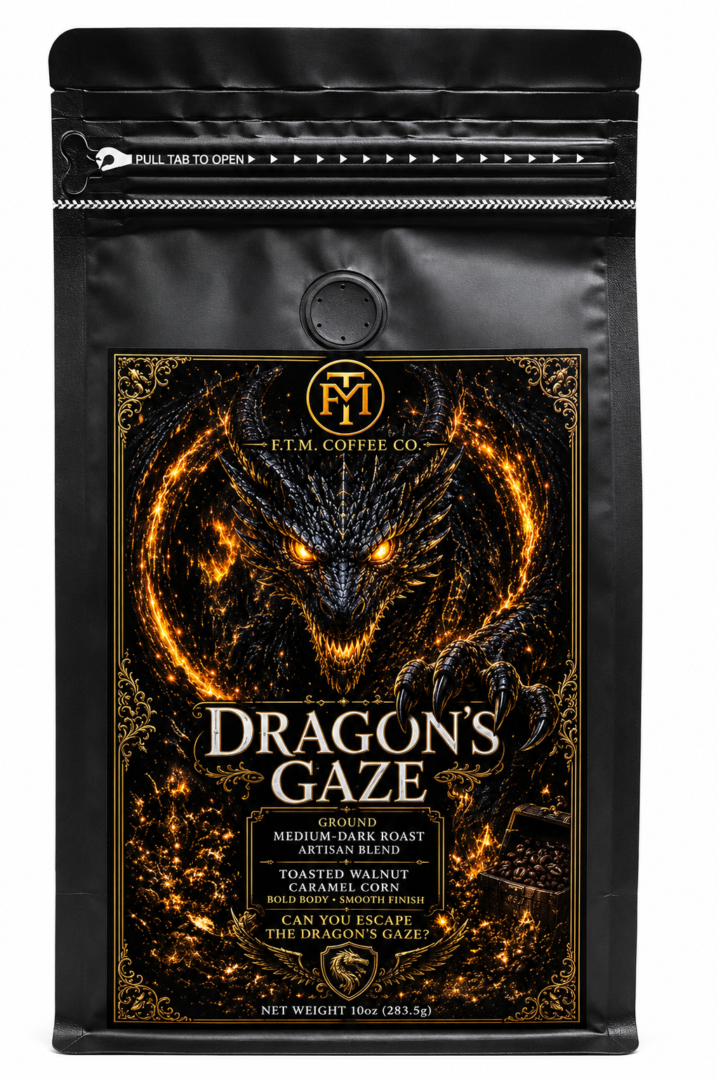 Dragon's Gaze: The Inescapable Allure blend Ground Medium Dark Roast