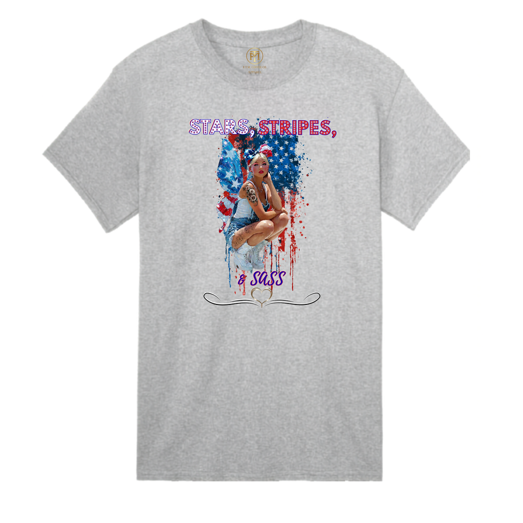 Girls Stars, Stripes, & Sass Fairy Butterfly Youth Kids T-Shirt | F.T.M. Coffee Co.