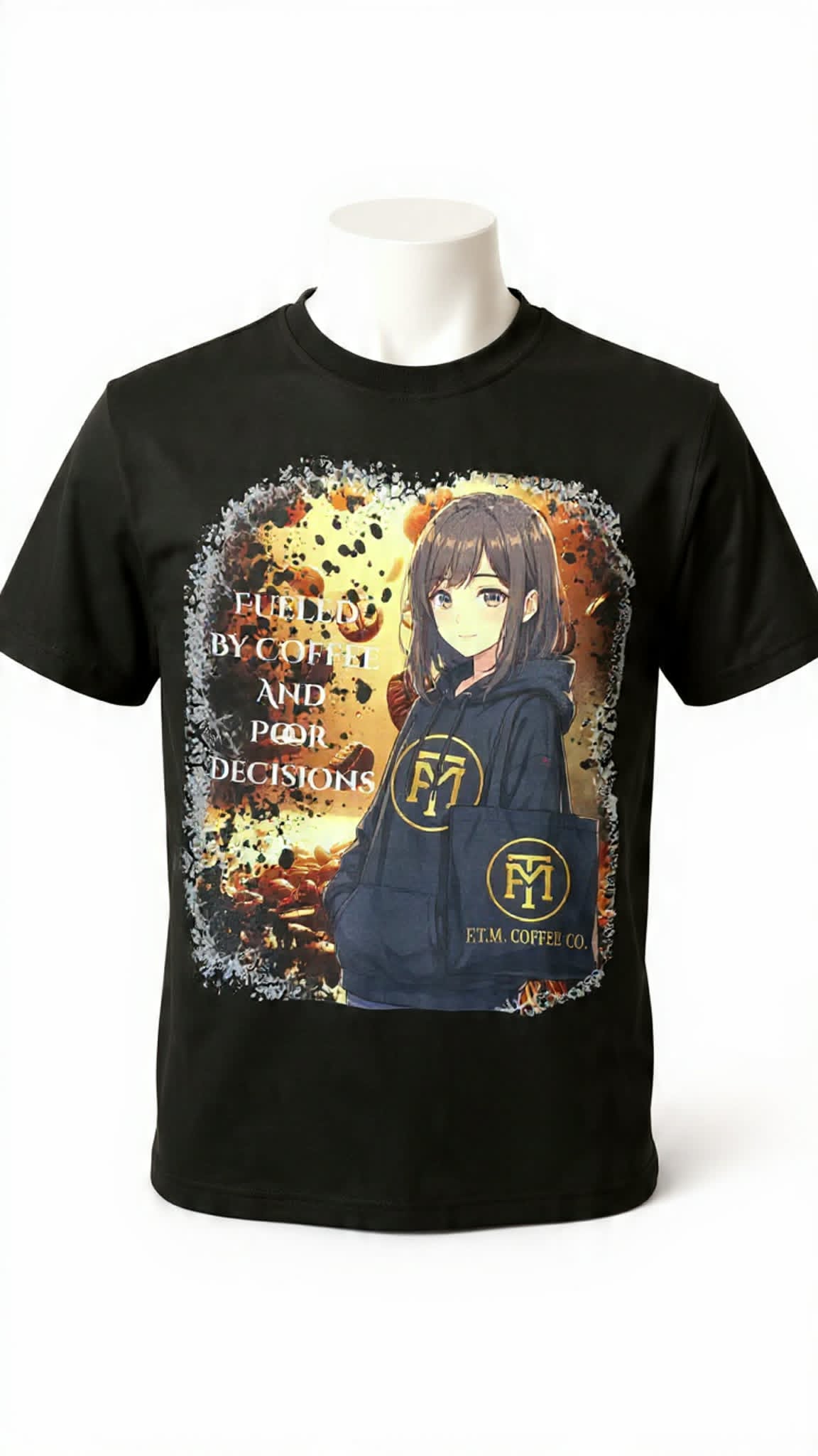 Fueled By Coffee & Poor Decisions Anime Tee | F.T.M. Coffee CO. Apparel